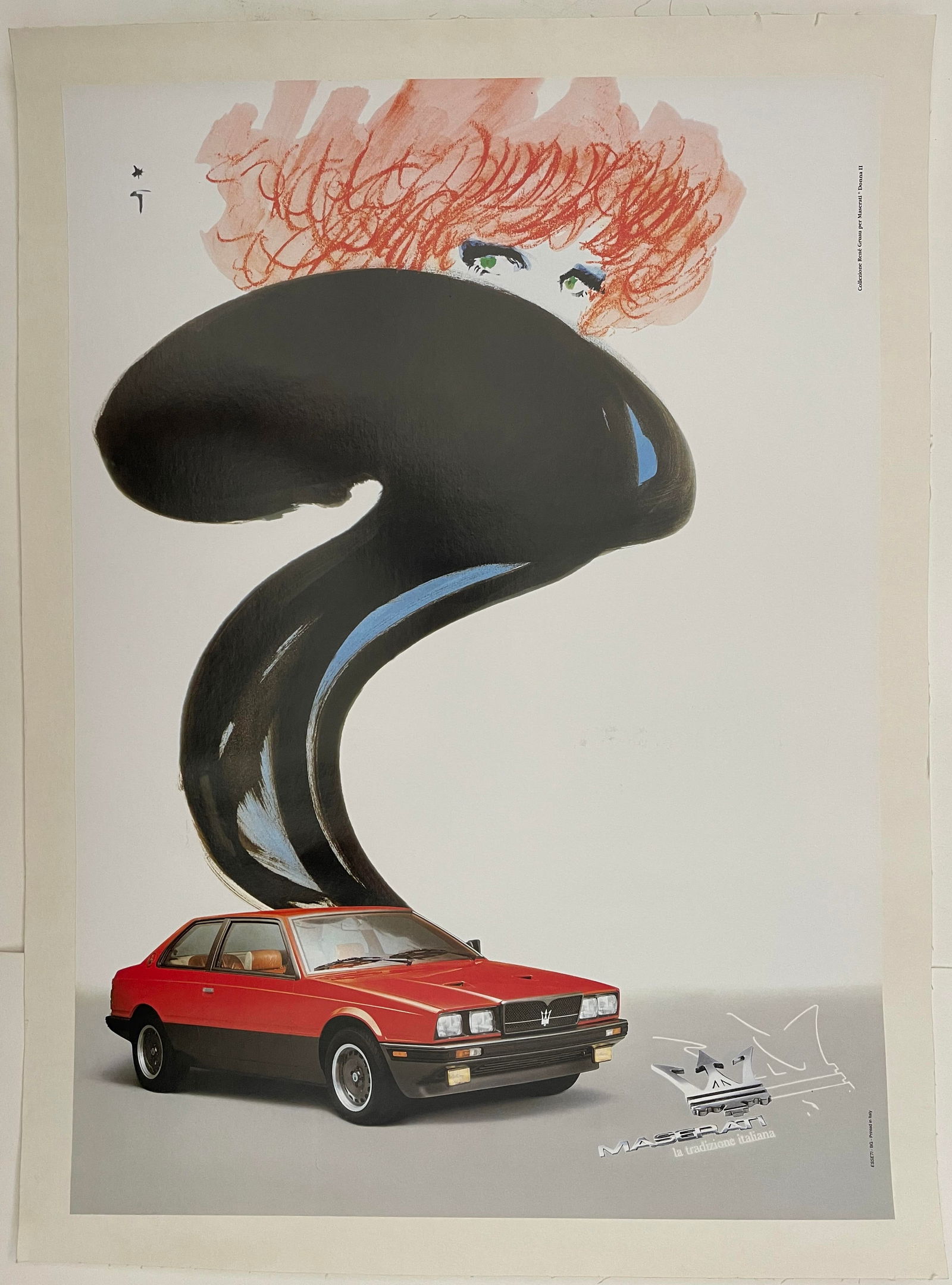 Rene Gruau (1910-2004) Maserati poster printed in Italy - 70 x 50 cm: Rene Gruau (1910-2004) Maserati poster printed in Italy - 70 x 50 cm