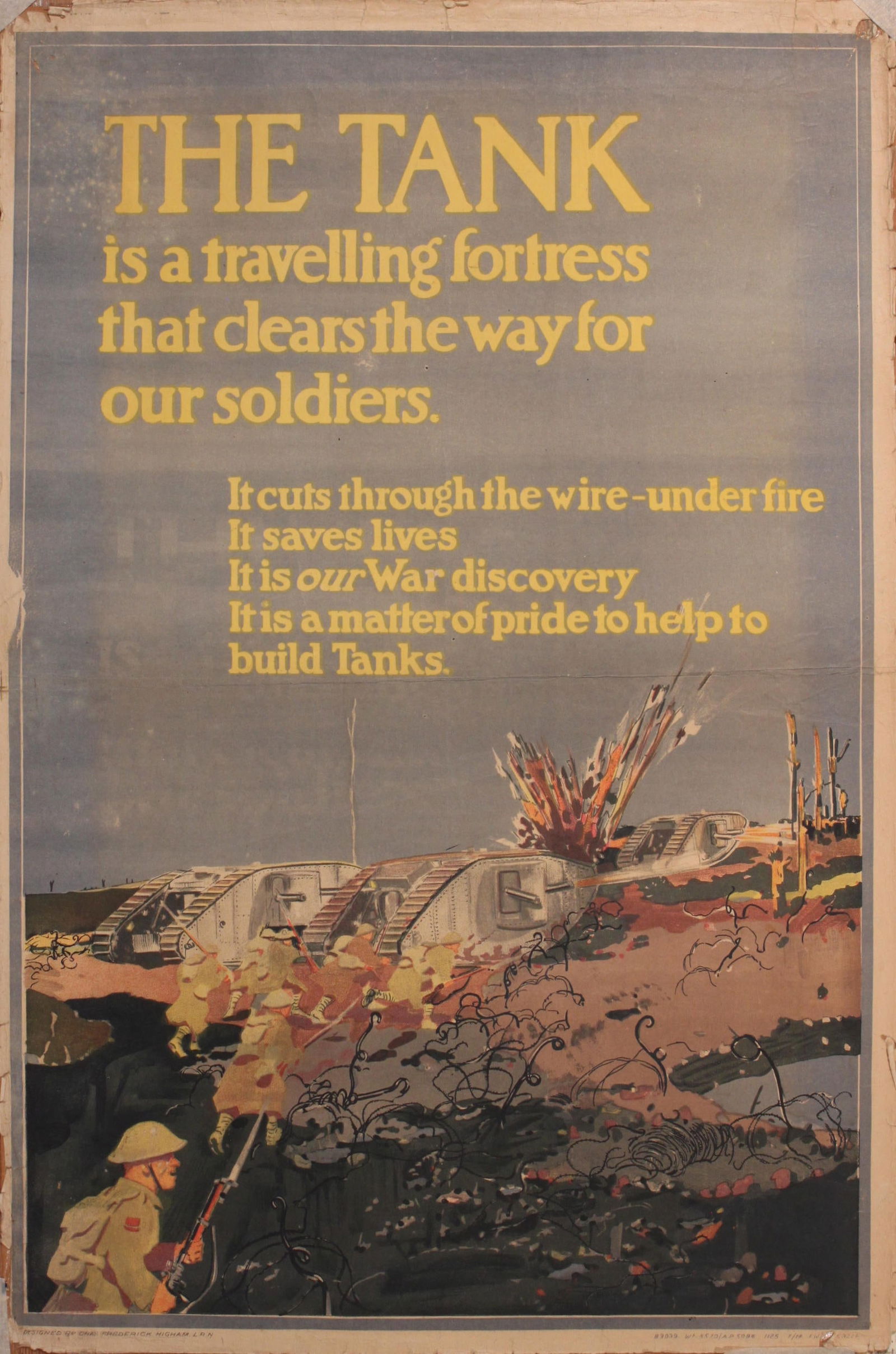 Charles Frederick Higham (1876-1938) The Tank is a travelling fortress?, original WW1 production (1 of 1)