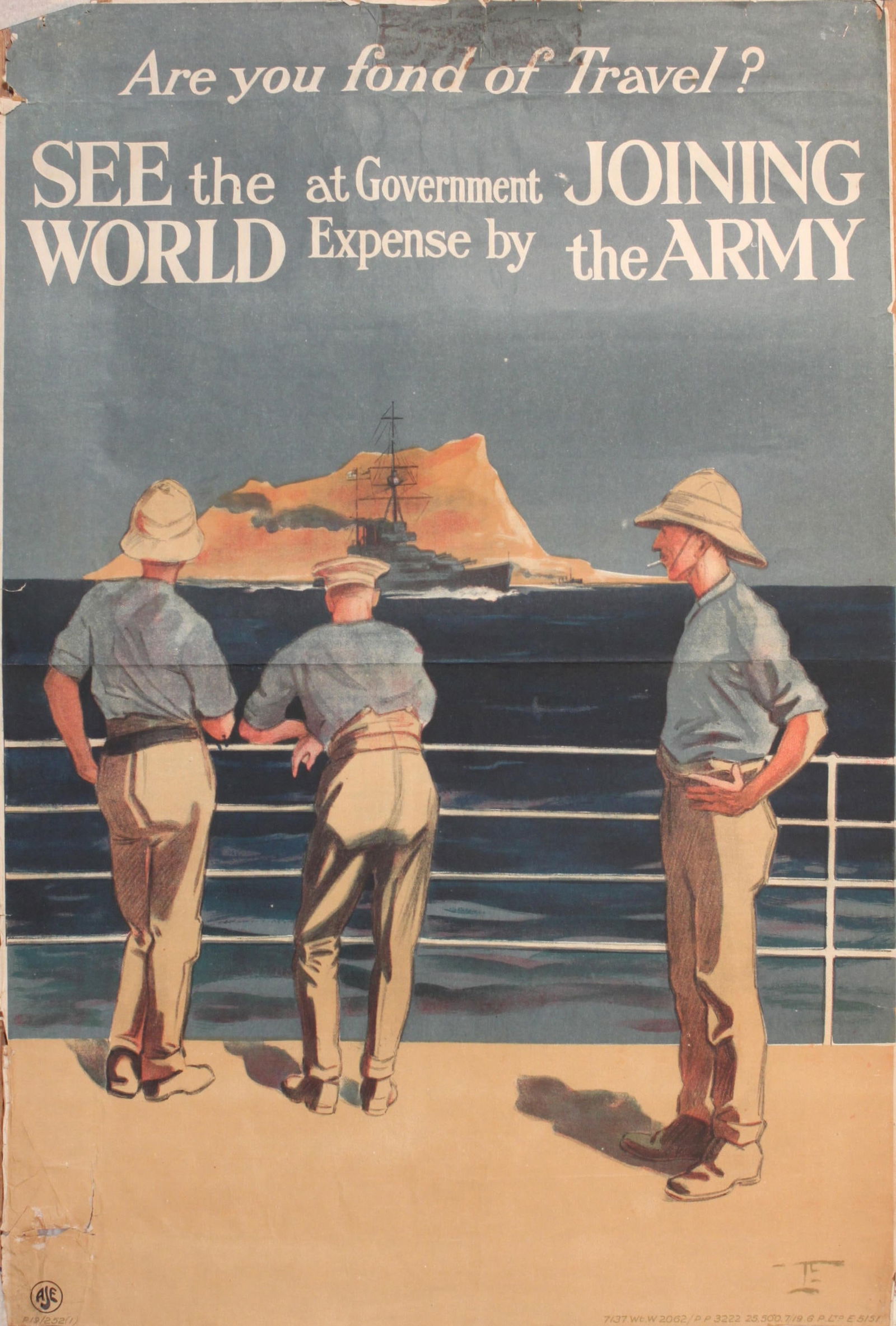 Lionel Edwards (1878-1966) Are you fond of Travel ? Seethe World ? By Joining the Army, original (1 of 1)