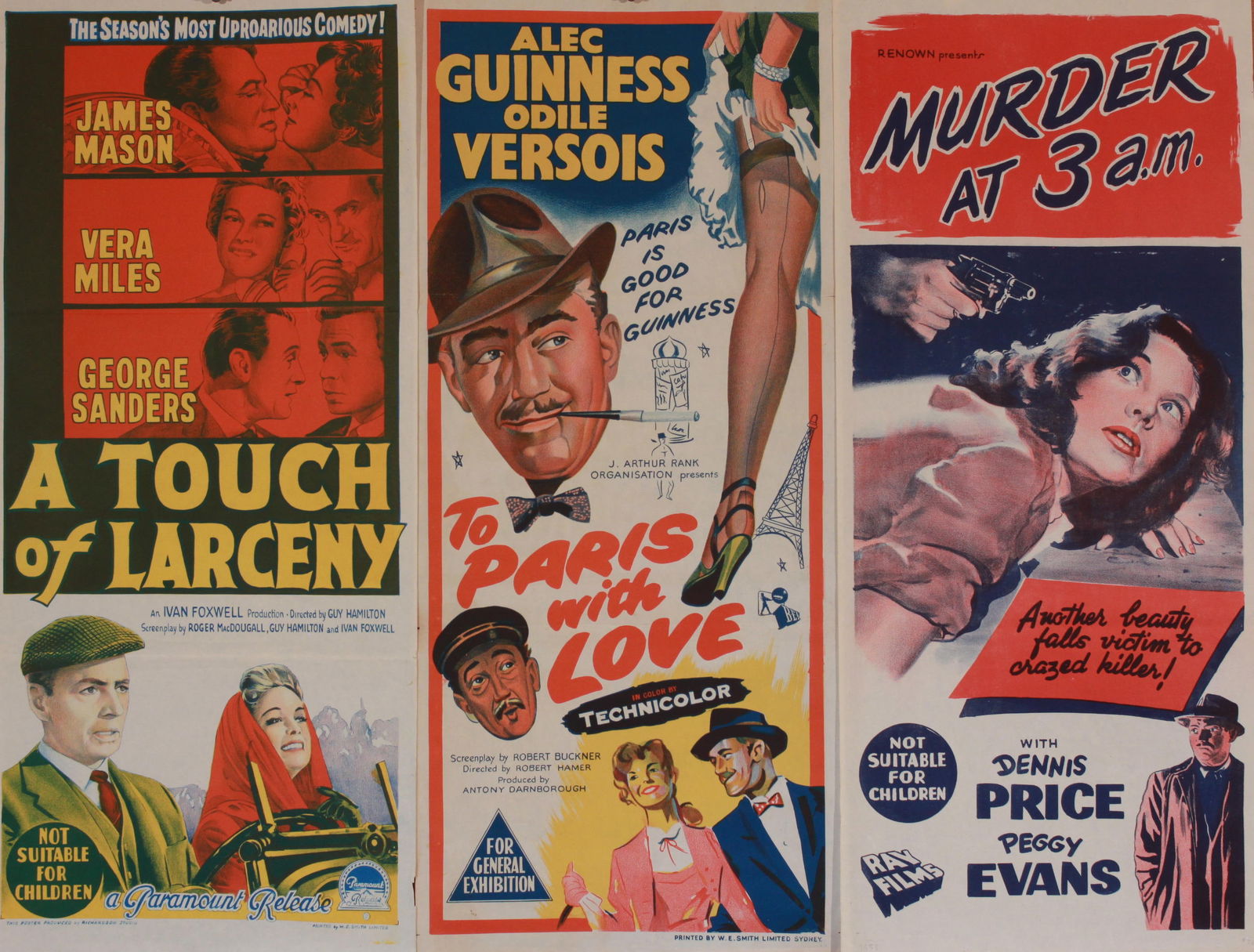 Movie Lobby Card for Hitchcock's Vertigo - 28 x 35 cm; 3 no. Movie posters Murder at 3pm, A Touch of (1 of 3)