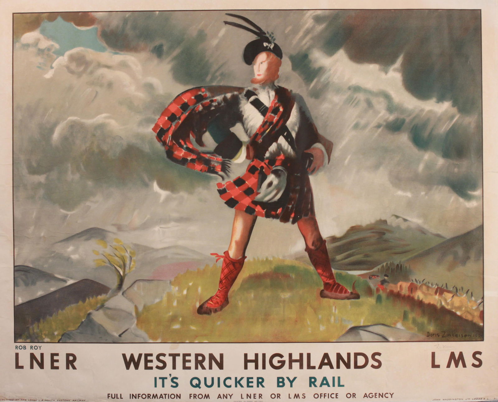 Doris Zinleisen (1898-1991) Western Highlands Rob Roy, original poster printed for LNER by (1 of 1)