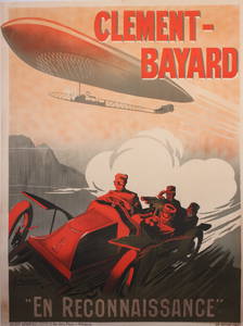 E Montaut (Ernest 1878-1090) Clement-Bayard "En Reconnaissance", original poster printed for Clement