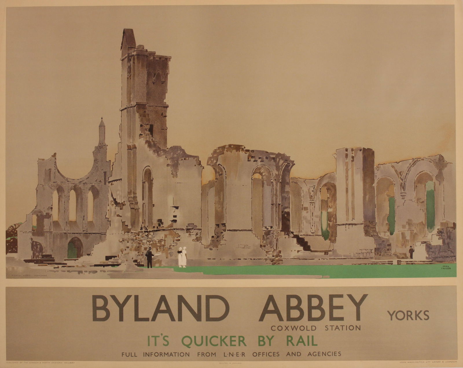 Fred Taylor (1875-1963) Byland Abbey, original poster printed for the LNER by John Waddington c. (1 of 1)