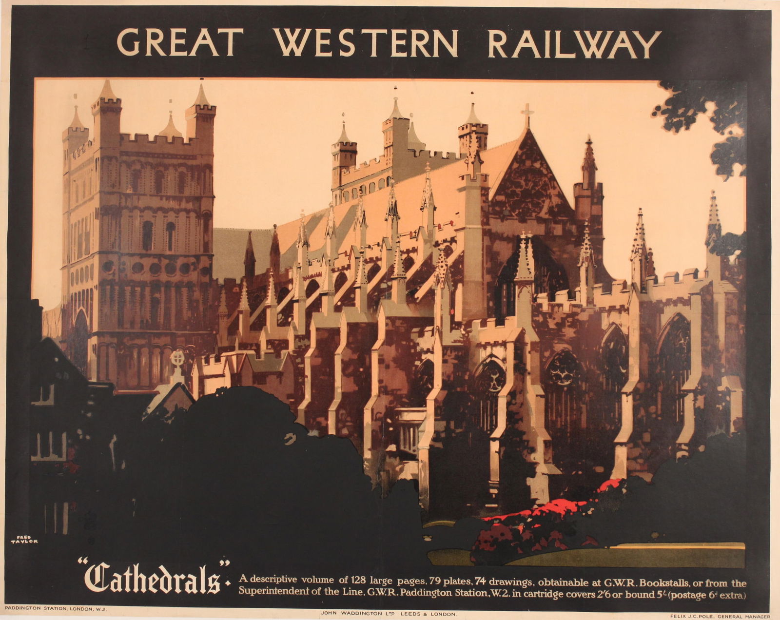 Fred Taylor (1875-1963) "Cathedrals" (Exeter) Great Western Railway, original poster printed for the (1 of 1)