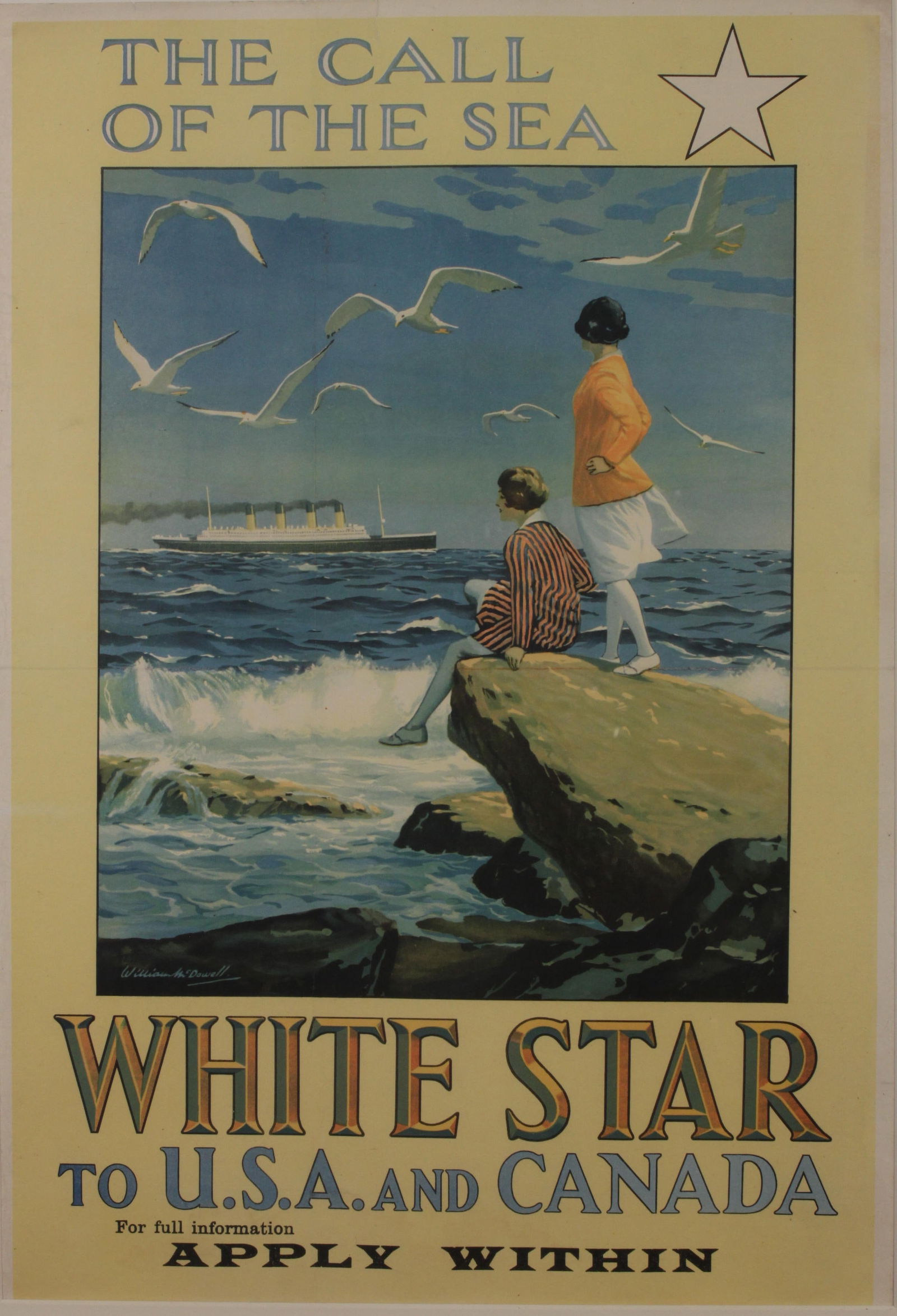 William McDowell (1888-1950) The Call of the Sea, RMS Olympia,  original White Star Line poster c. (1 of 1)