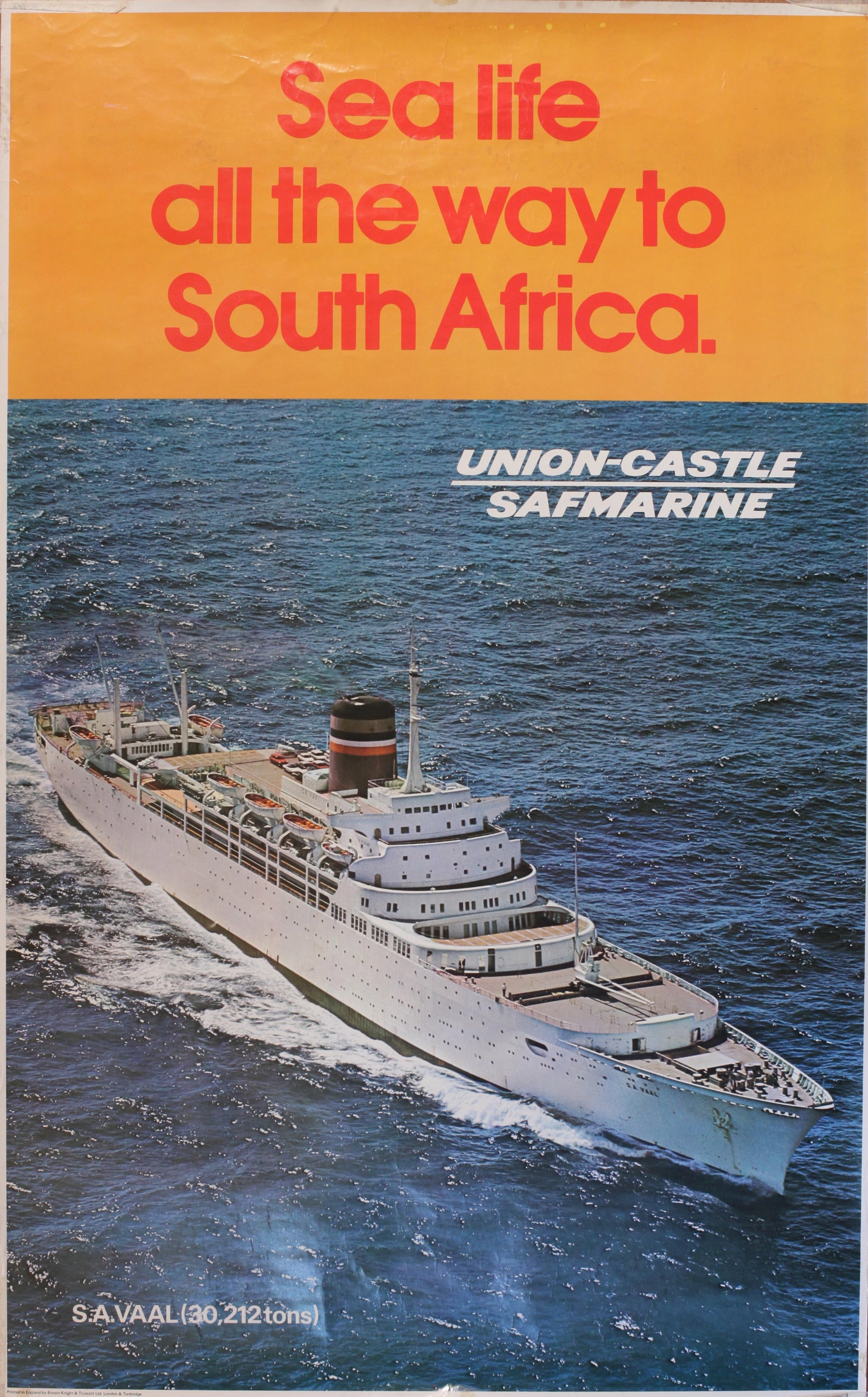 Union-Castle Line, 2 no. original colour photographic posters SA Vaal and SS Windsor Castle c. 1970: Union-Castle Line, 2 no. original colour photographic posters SA Vaal and SS Windsor Castle c. 1970 the larger 102 x 63 cm (2)