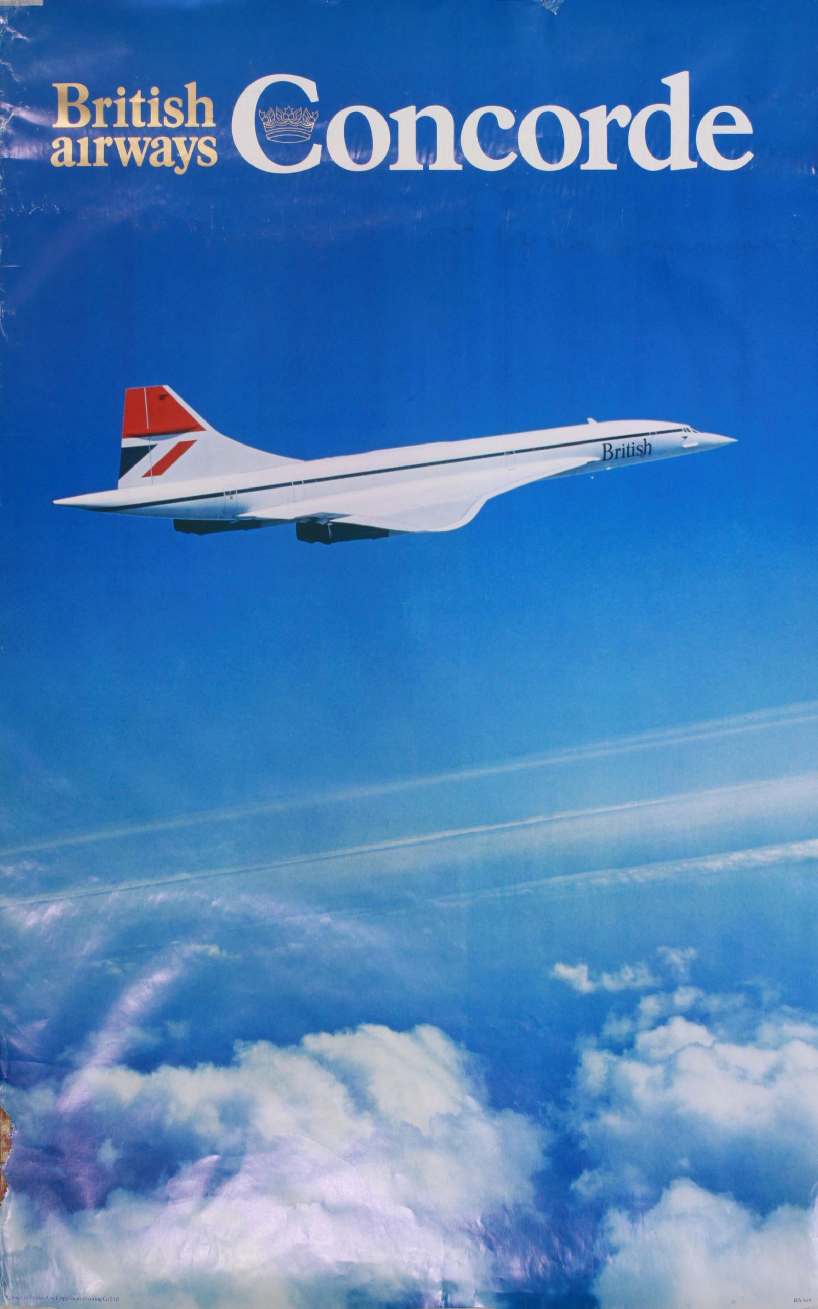 British Airways Concorde, original colour photographic poster BA619 printed by Cripplegate circa (1 of 1)