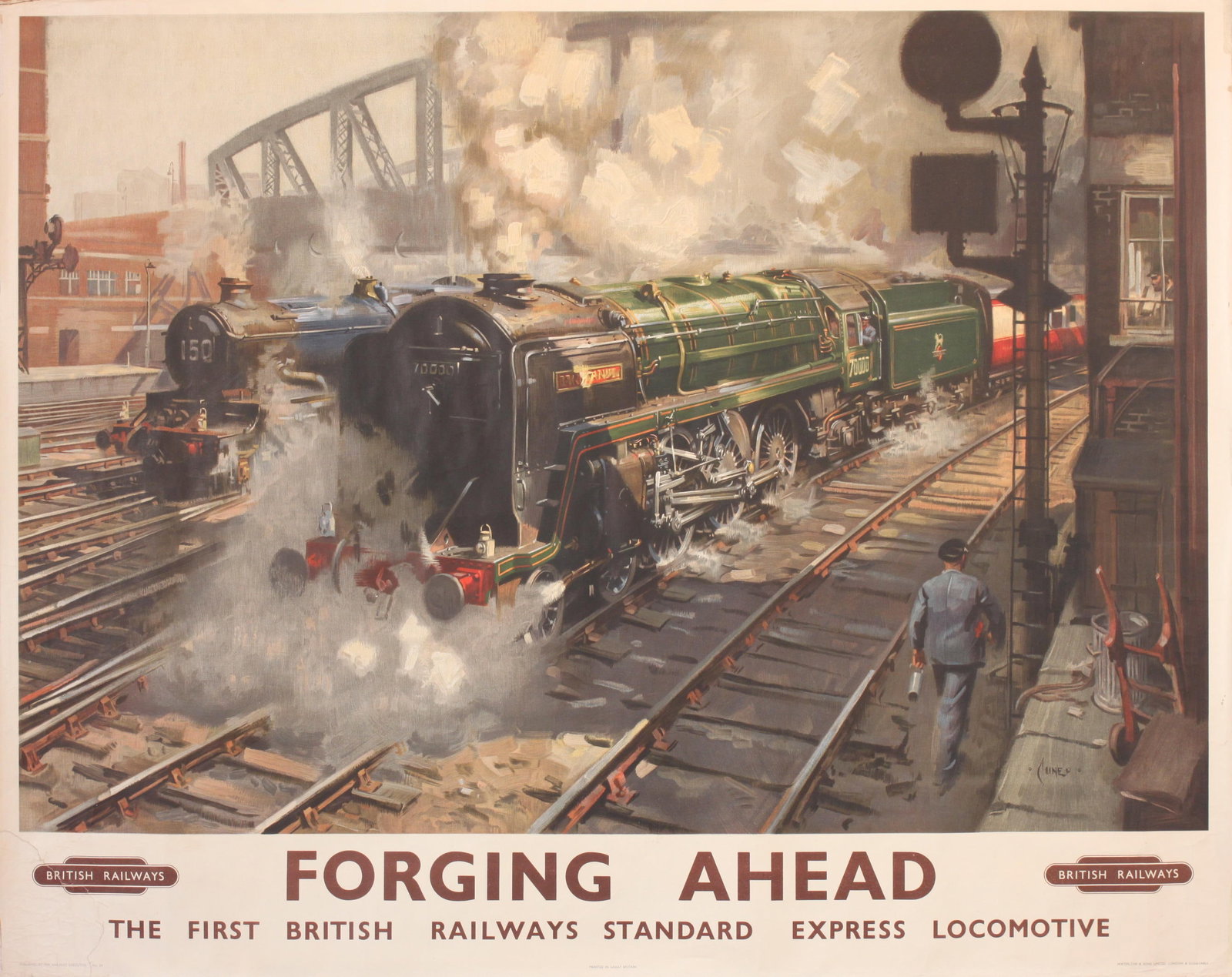 Cuneo (Terence 1907-1996) Forging Ahead, original poster No 24 printed for RE by Waterlow c. 1950 -: Cuneo (Terence 1907-1996) Forging Ahead, original poster No 24 printed for RE by Waterlow c. 1950 - 102 x 127 cm