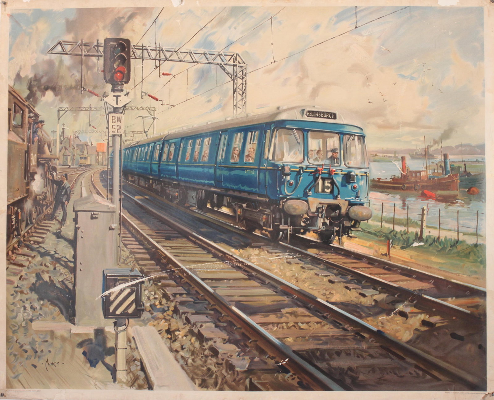 Cuneo (Terence 1907-1996) Glasgow Electric, original poster before lettering printed for BR(SR) by: Cuneo (Terence 1907-1996) Glasgow Electric, original poster before lettering printed for BR(SR) by Waterlow c.1950 - 102 x 127 cm