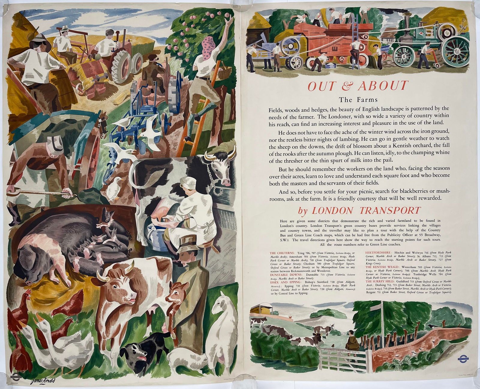 James Arnold (1909-1999) Out and About The Farms original pair posters printed for LT by Baynard (1 of 1)