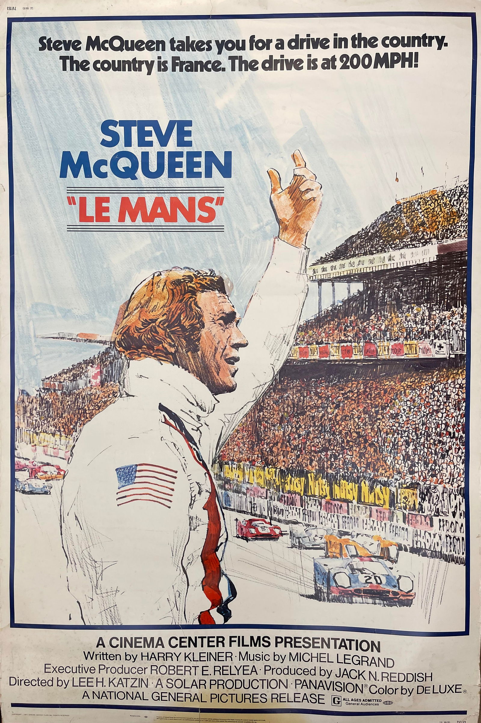 Anon Steve McQueen "Le Mans", original movie poster printed in USA 1971 - 155 x 101 cm (1 of 1)