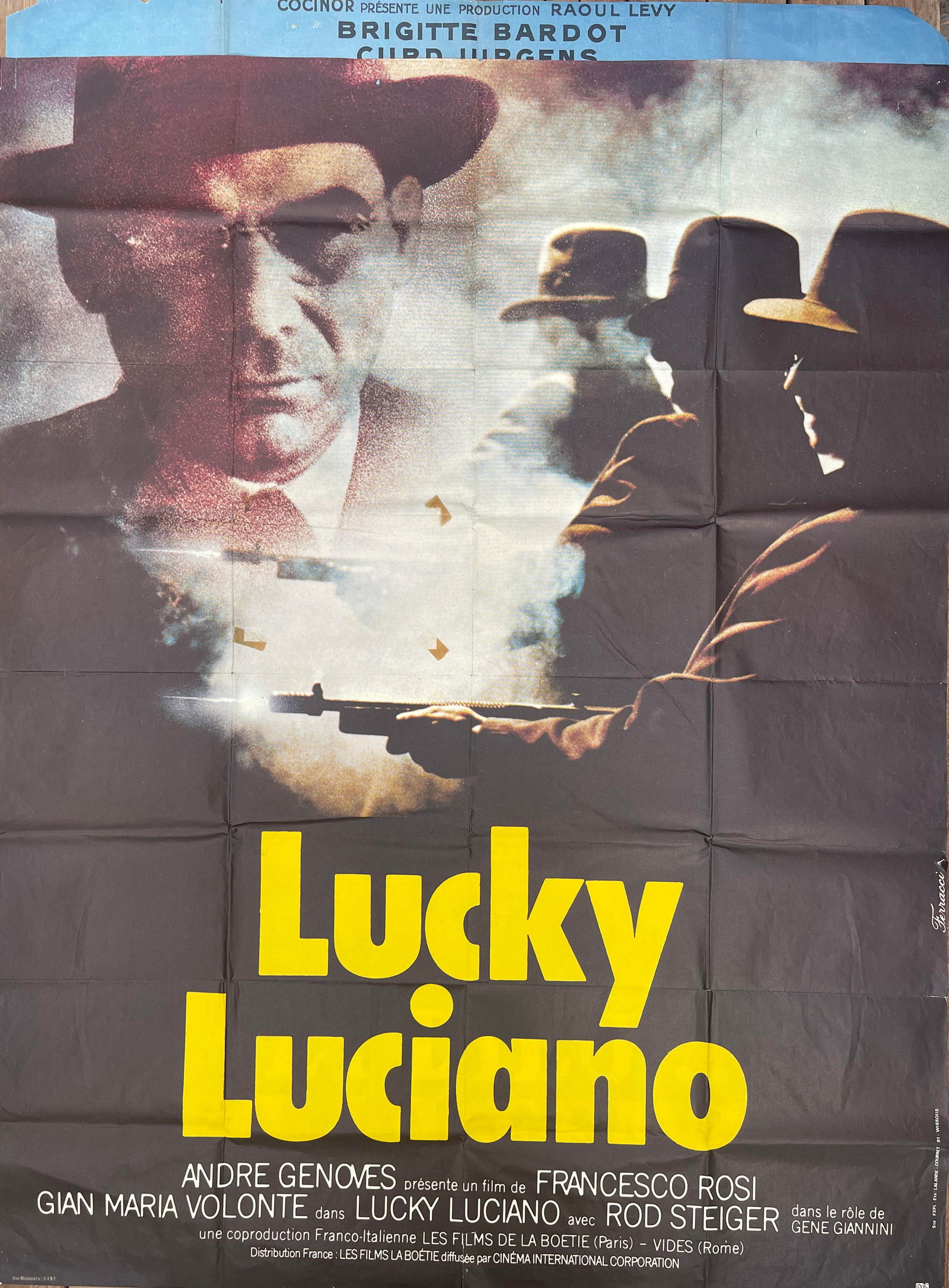 Lucky Luciano, original French issue movie poster printed 1973 - 152 x 118cm: Lucky Luciano, original French issue movie poster printed 1973 - 152 x 118cm