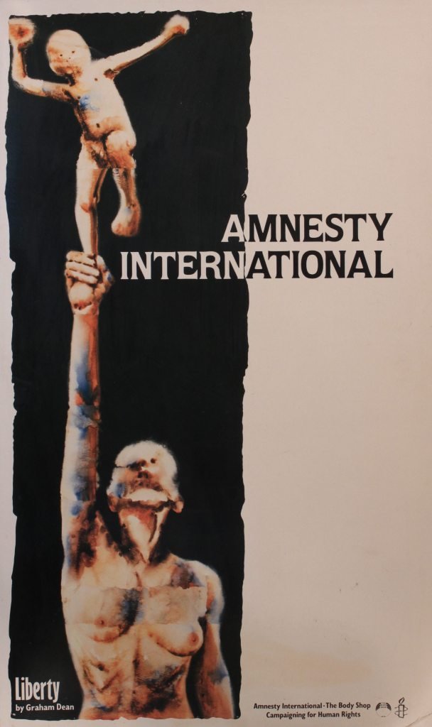 Graham Dean Liberty, large mounted poster for Amnes: Graham Dean Liberty, large mounted poster for Amnesty International, circa 1980's - 150 x 90 cm NB Buyer collects as this poster is large and mounted on light board and would be prohibitively costly t
