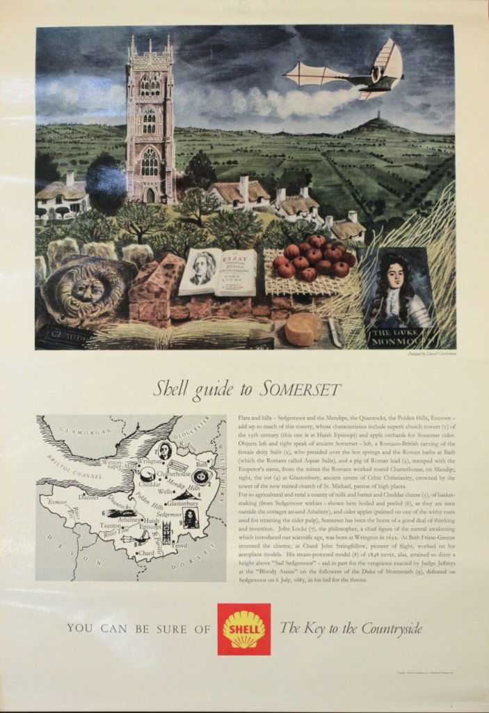 David Gentleman (born 1930) Shell Guide to Somerse: David Gentleman (born 1930) Shell Guide to Somerset, original poster printed by C Nicholls 1964 - 76 x 51 cm
