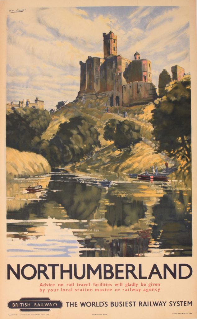 John Chater Northumberland, original poster printe: John Chater Northumberland, original poster printed for RE (NER) by Chorley & Pickersgill circa 1950 - 102 x 63 cm