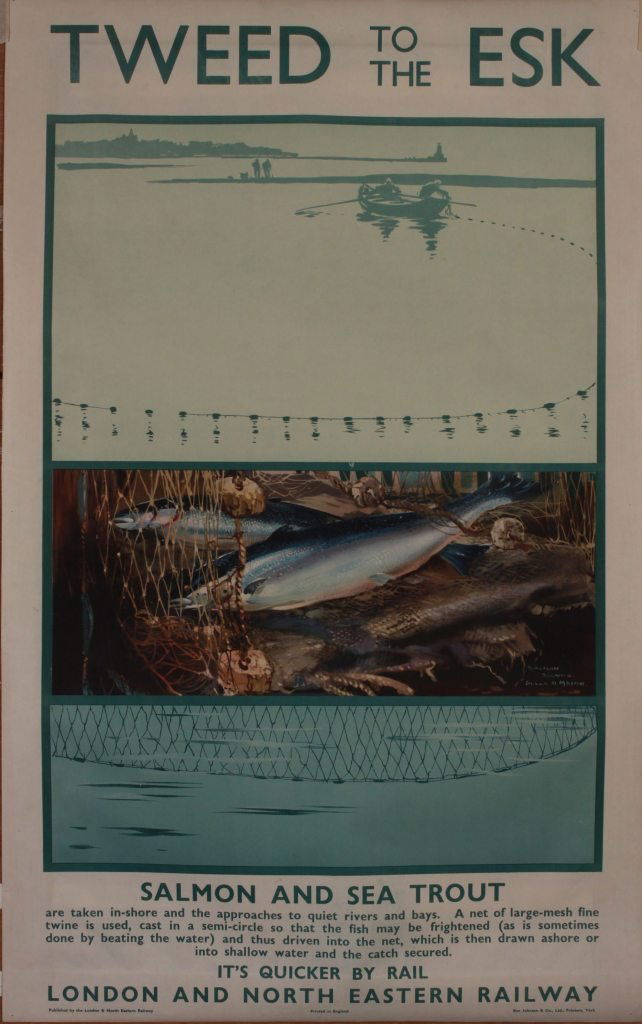 Frank H Mason (1875-1965) Tweed to the Esk Berwick: Frank H Mason (1875-1965) Tweed to the Esk Berwick, Salmon and Sea Trout, original poster printed for LNER by Ben Johnson 1933 - 102 x 63 cm