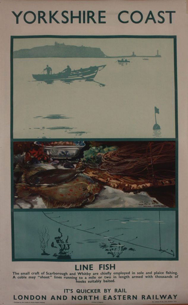 Frank H Mason (1875-1965) Yorkshire Coast Whitby,: Frank H Mason (1875-1965) Yorkshire Coast Whitby, Line Fish Sole, Plaice, original poster printed for LNER by Ben Johnson 1933 - 102 x 63 cm