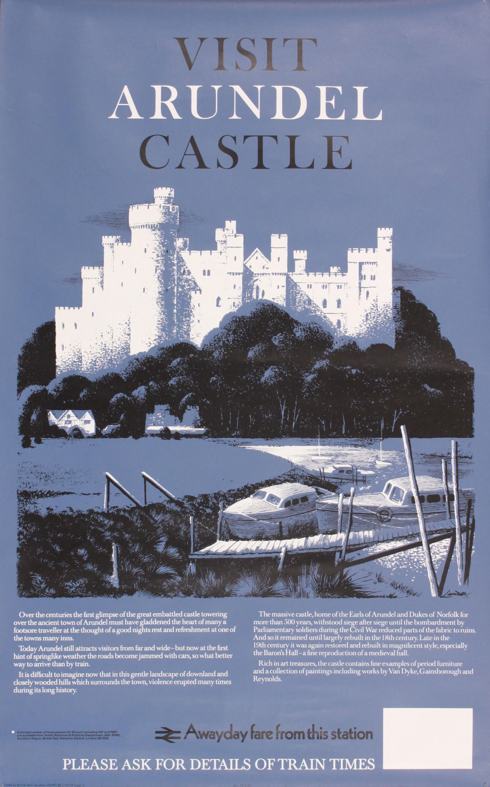 Lander (Reginald 1913-1982) Visit Arundel, original poster printed for BR(SR) by Planet 1978 - 102 x (1 of 1)