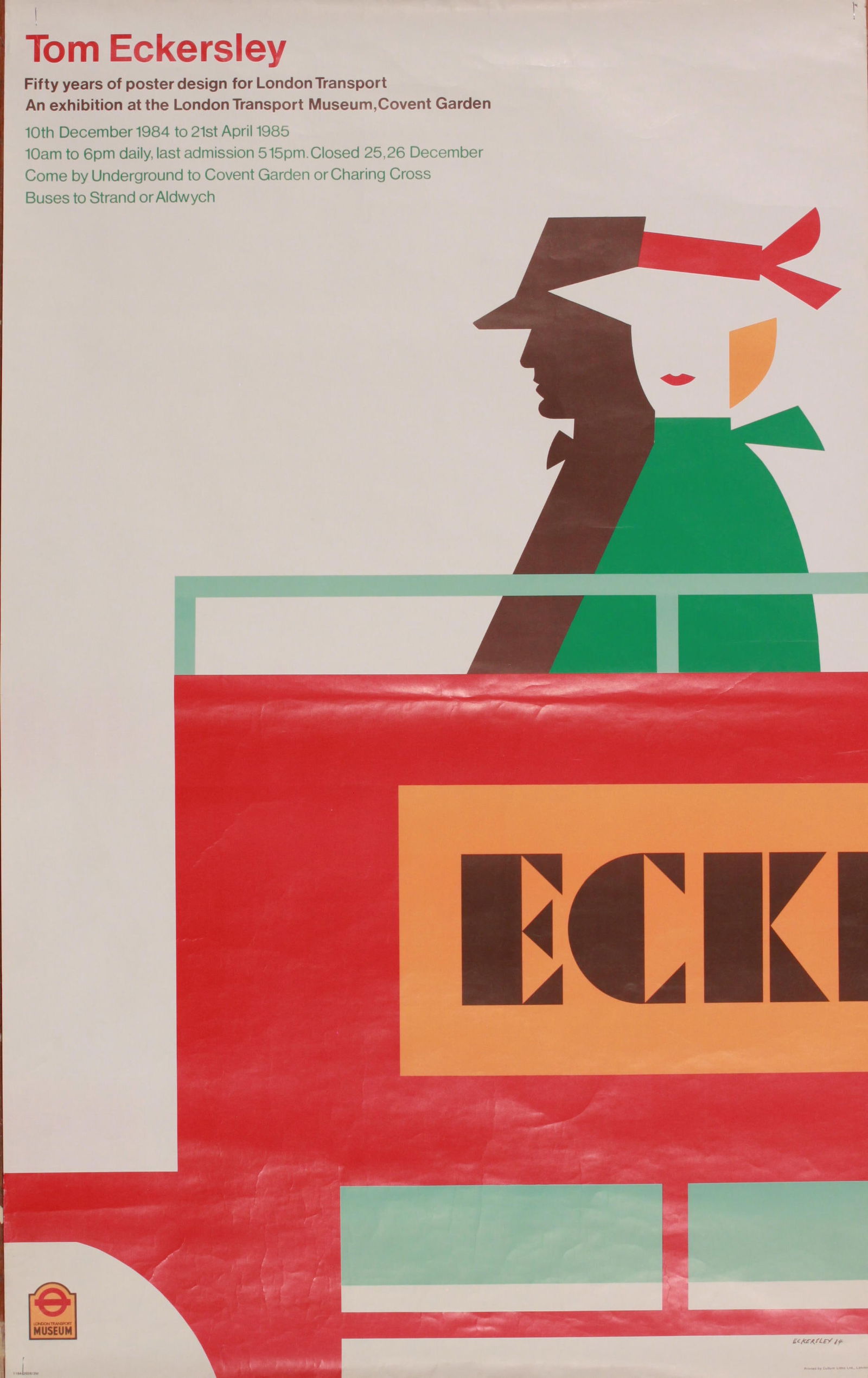 Tom Eckersley (1914-1997) Exhibition of Posters, original poster printed for LT by Cullum 1984 - 102: Tom Eckersley (1914-1997) Exhibition of Posters, original poster printed for LT by Cullum 1984 - 102 x 63 cm