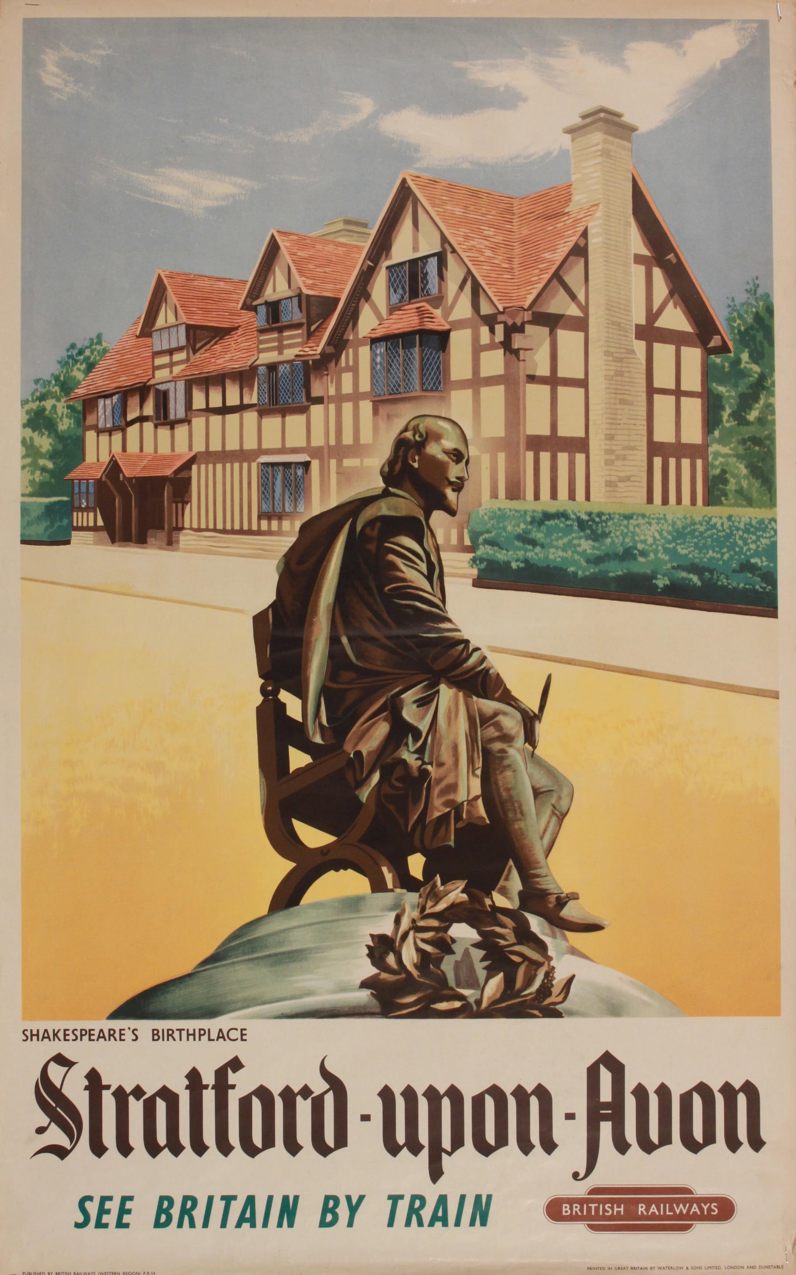 Anon Probably Lander (Reginald 1913-1982) Stratford-upon-Avon, original poster printed for BR(WR) by: Anon Probably Lander (Reginald 1913-1982) Stratford-upon-Avon, original poster printed for BR(WR) by Waterlow 1954 - 102 x 63 cm
