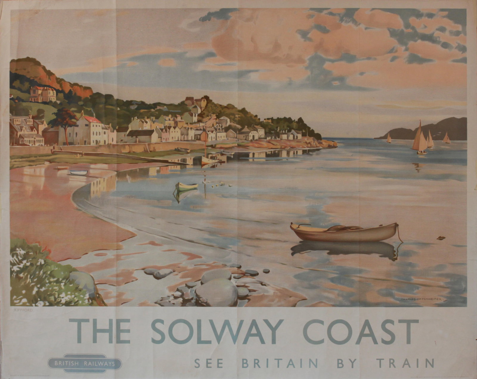 Charles Oppenheimer (1875-1961) The Solway Firth Kippford, original poster printed for BR(SR) by: Charles Oppenheimer (1875-1961) The Solway Firth Kippford, original poster printed for BR(SR) by Jordison c. 1950 - 102 x 127 cm