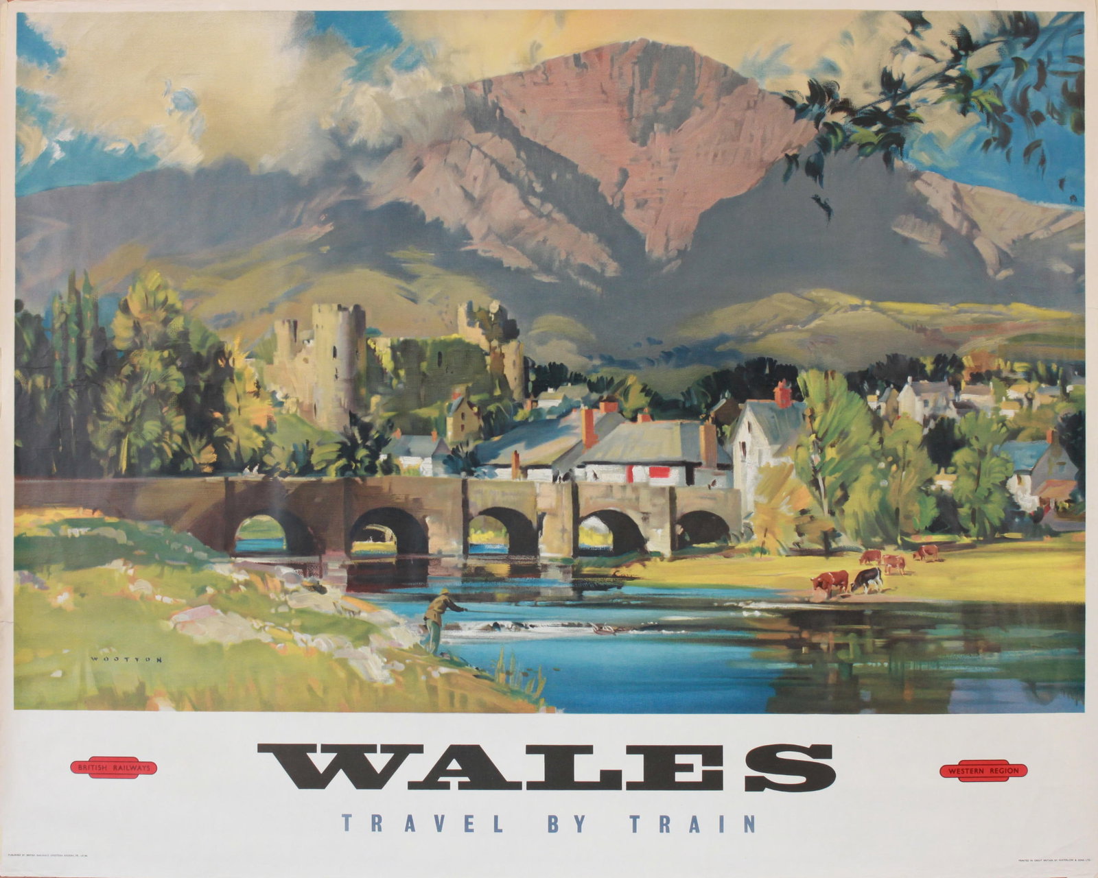 Frank Wootton (1914-1998) Wales, original poster printed for BR (WR) by Waterlow 1960 - 102 x 127 cm: Frank Wootton (1914-1998) Wales, original poster printed for BR (WR) by Waterlow 1960 - 102 x 127 cm