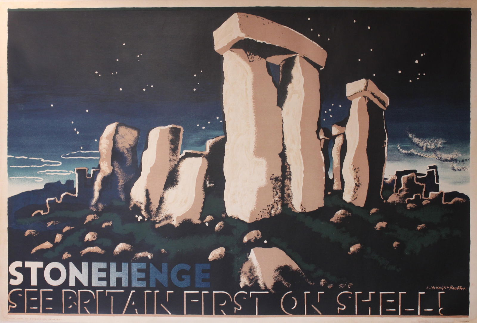 E McKnight Kauffer (1890-1954) Stonehenge See Britain First On Shell, original poster No 298 printed (1 of 1)