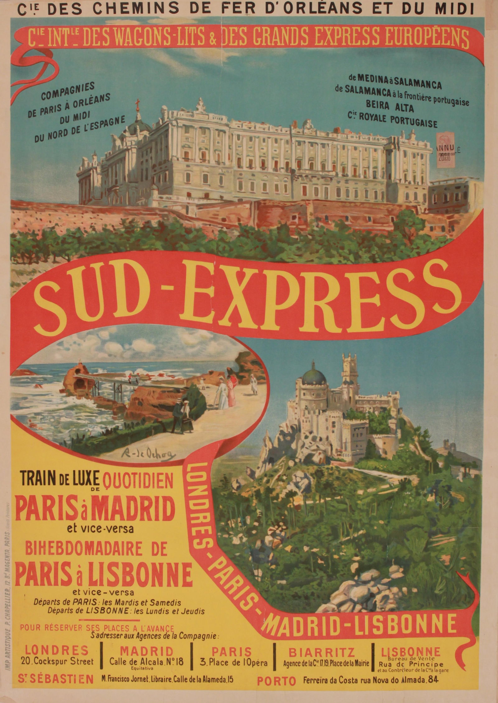 Rafael  de Ochoa y Madrazo (1858-1935) Sud-Express Train de Luxe Paris a Madrid... Cie Int Des (1 of 1)