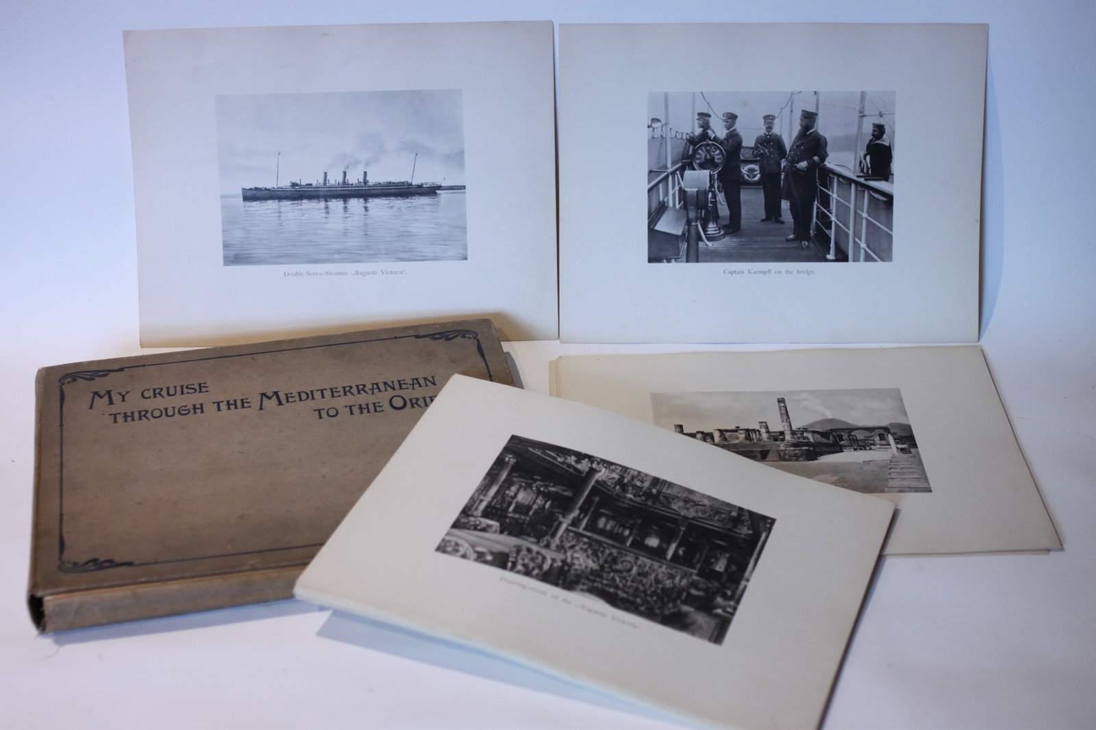 Hamburg America Line, SS Augusta Victoria, My Cruise Through The Mediterranean To The Orient, 22: Hamburg America Line, SS Augusta Victoria, My Cruise Through The Mediterranean To The Orient, 22 January to 22 March 1891, a official cloth folder containing one hundred titled photographic plates inc