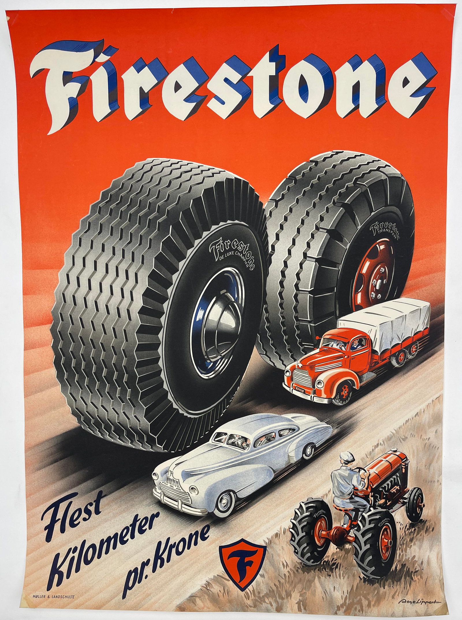 Page Lippert Firestone, original poster printed by Muller & Landsshchultz c. 1950 - 84 x 60 cm (1 of 1)