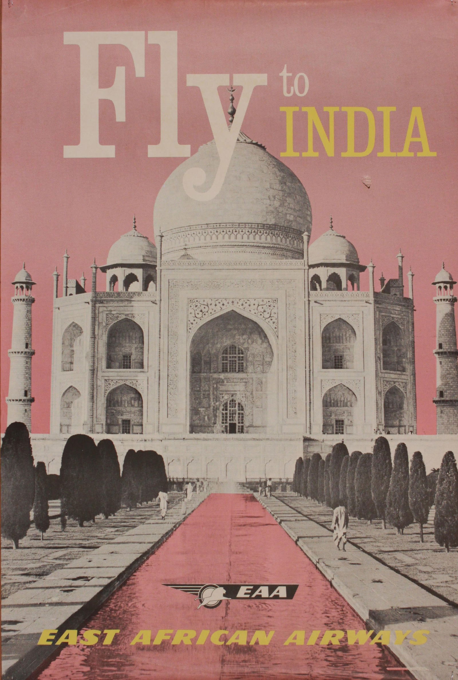 Fly to India, original poster printed for East African Airways by Aerad - 76 x 51 cm: Fly to India, original poster printed for East African Airways by Aerad - 76 x 51 cm