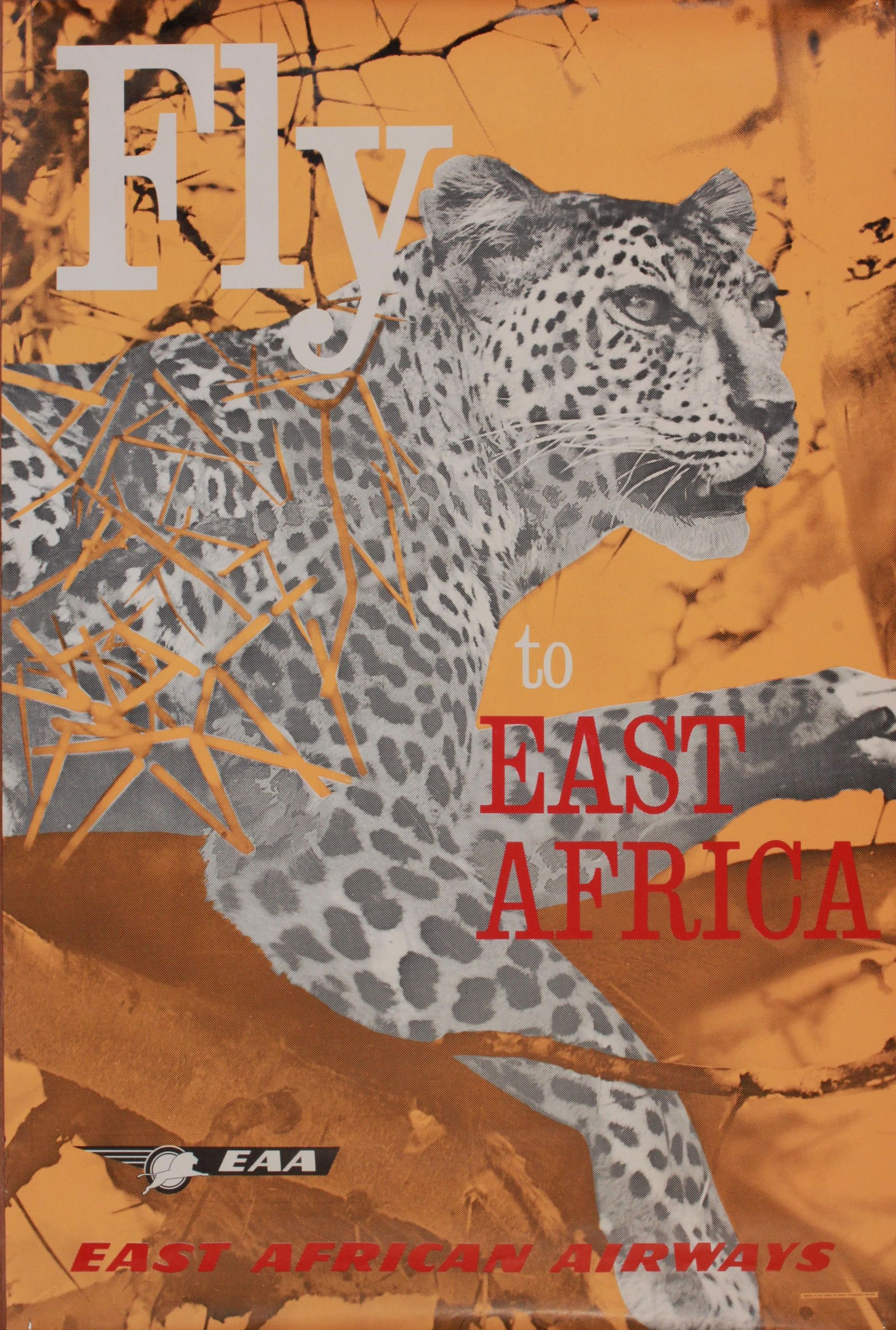 Fly to East Africa, original poster printed for East African Airways by Aerad - 76 x 51 cm: Fly to East Africa, original poster printed for East African Airways by Aerad - 76 x 51 cm