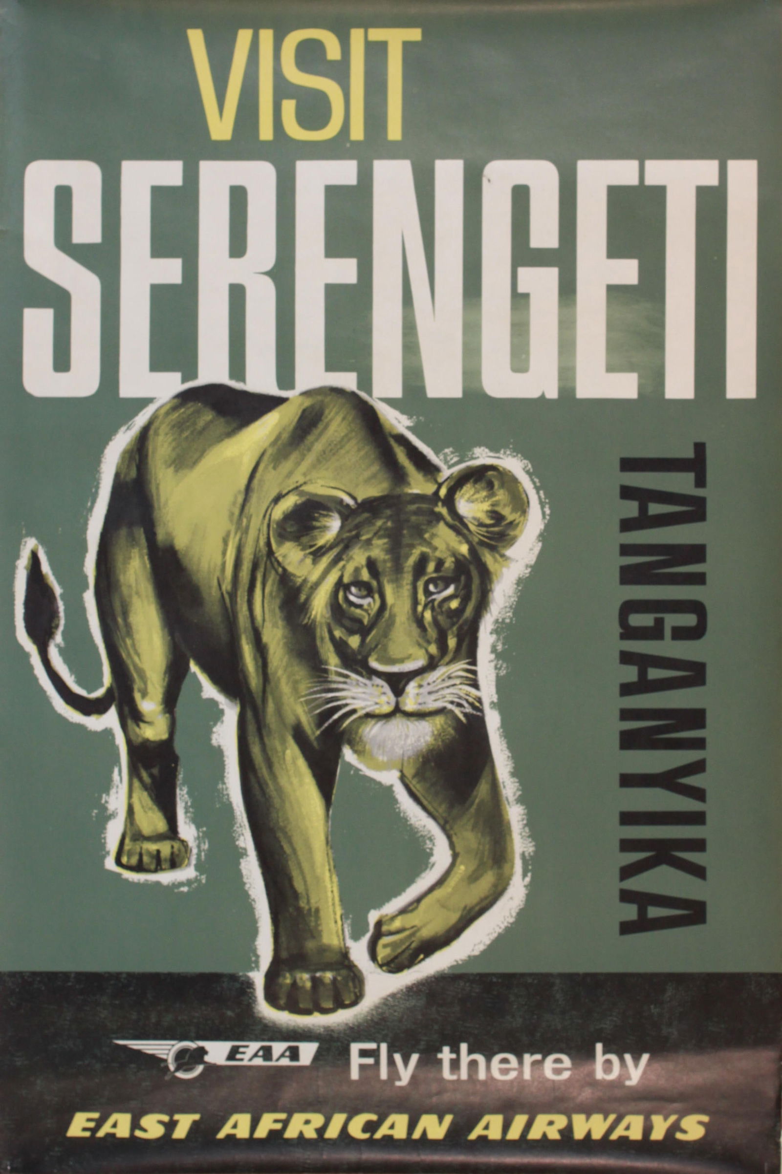 Visit Serengeti Tanganyika, original poster printed for East African Airways by Aerad - 76 x 51 cm (1 of 1)