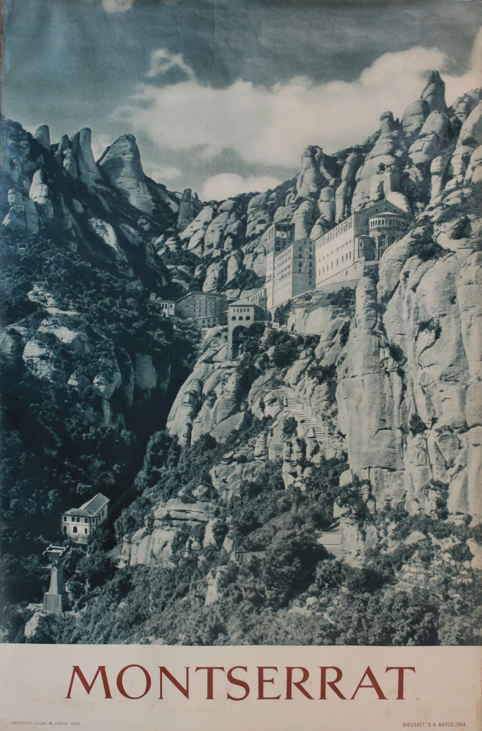 Montserrat, original photograhic travel poster printed Barcelona 1958 - 100 x 65 cm (1 of 1)