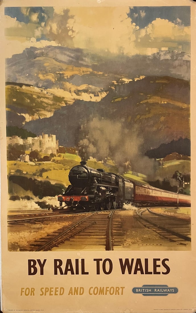 Frank Wootton (1914-1998) By Rail to Wales, original poster printed for BR (WR) by Charles & Read c.: Frank Wootton (1914-1998) By Rail to Wales, original poster printed for BR (WR) by Charles & Read c. 1950 - 102 x 63 cm