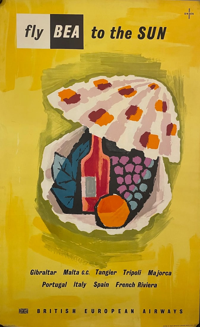 Unger (Hans Ernest 1915-1975) Fly BEA to the Sun, original poster printed by  Leonard Ripley c.1957 (1 of 1)