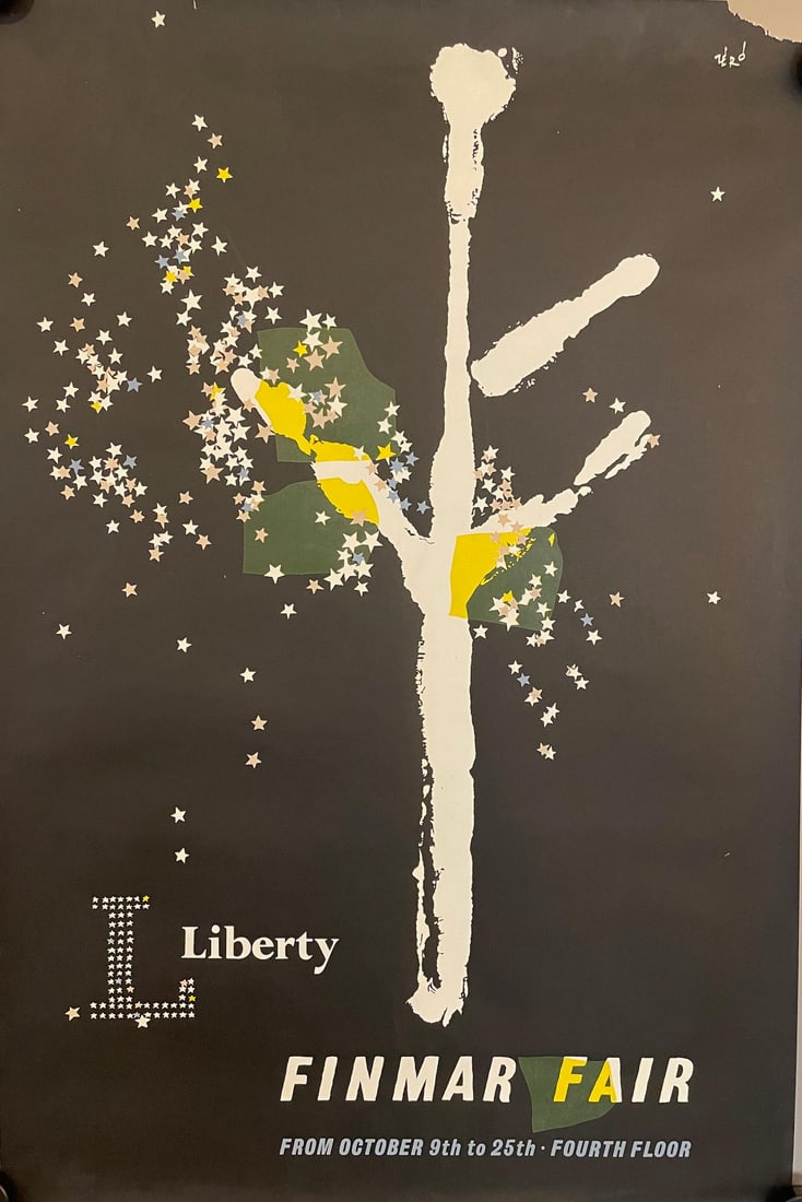 Zero ( Hans Schlager 1898-1976) Finmar Fair Liberty, original poster printed c. 1960 - 76 x 51 cm: Zero ( Hans Schlager 1898-1976) Finmar Fair Liberty, original poster printed c. 1960 - 76 x 51 cm