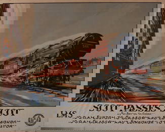 Bryan de Grineau (1882-1957) Scot Passes Scot, original poster printed for LMS by S C Allen 1937 -