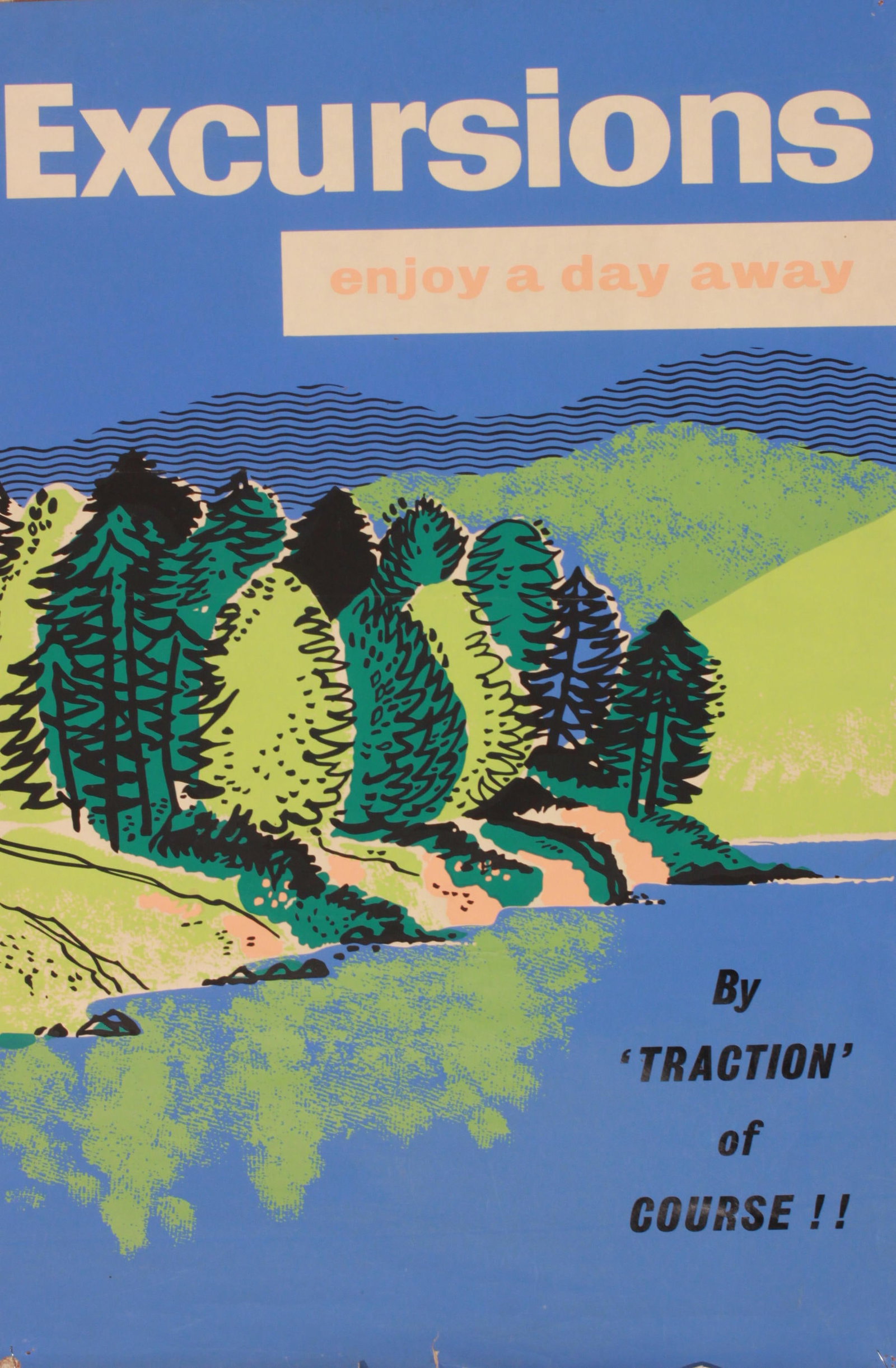 Stevens Take it Easy Take a Bus, original poster screen printed 1962 - 76 x 51 cm; and Excursions (1 of 2)
