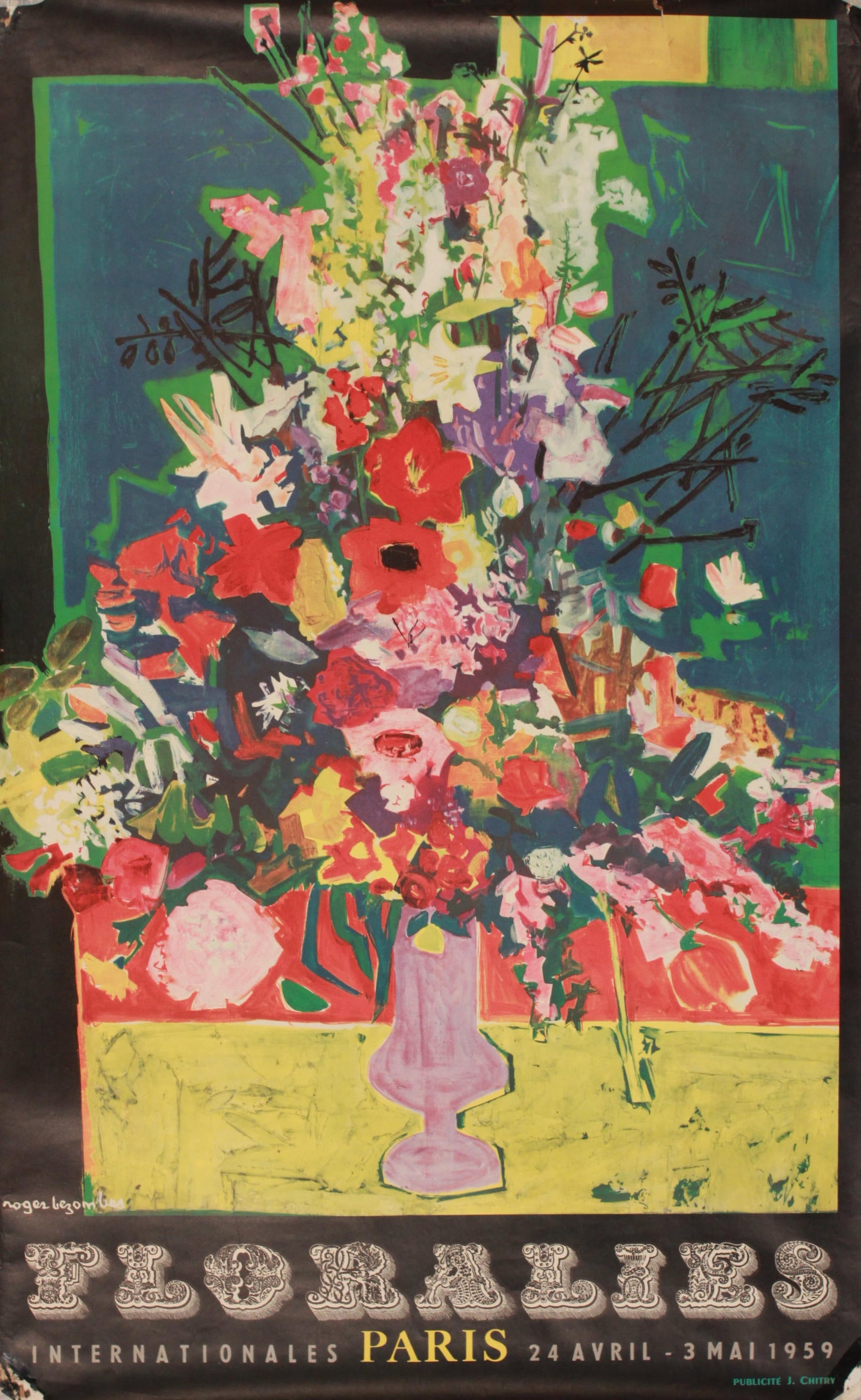 Roger Bezombes Floralies Internationales Exhibition Paris, original poster printed by Chitry  1959 - (1 of 1)