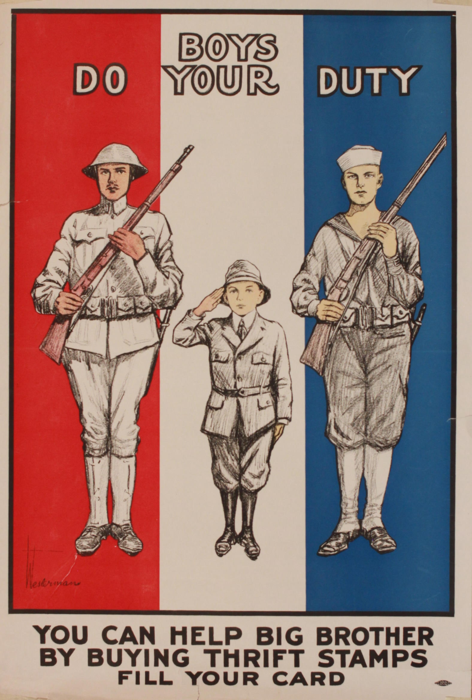 Westerman Boys Do Your Duty, original WW1 poster printed in USA c. 1917 - 76 x 51 cm (1 of 1)