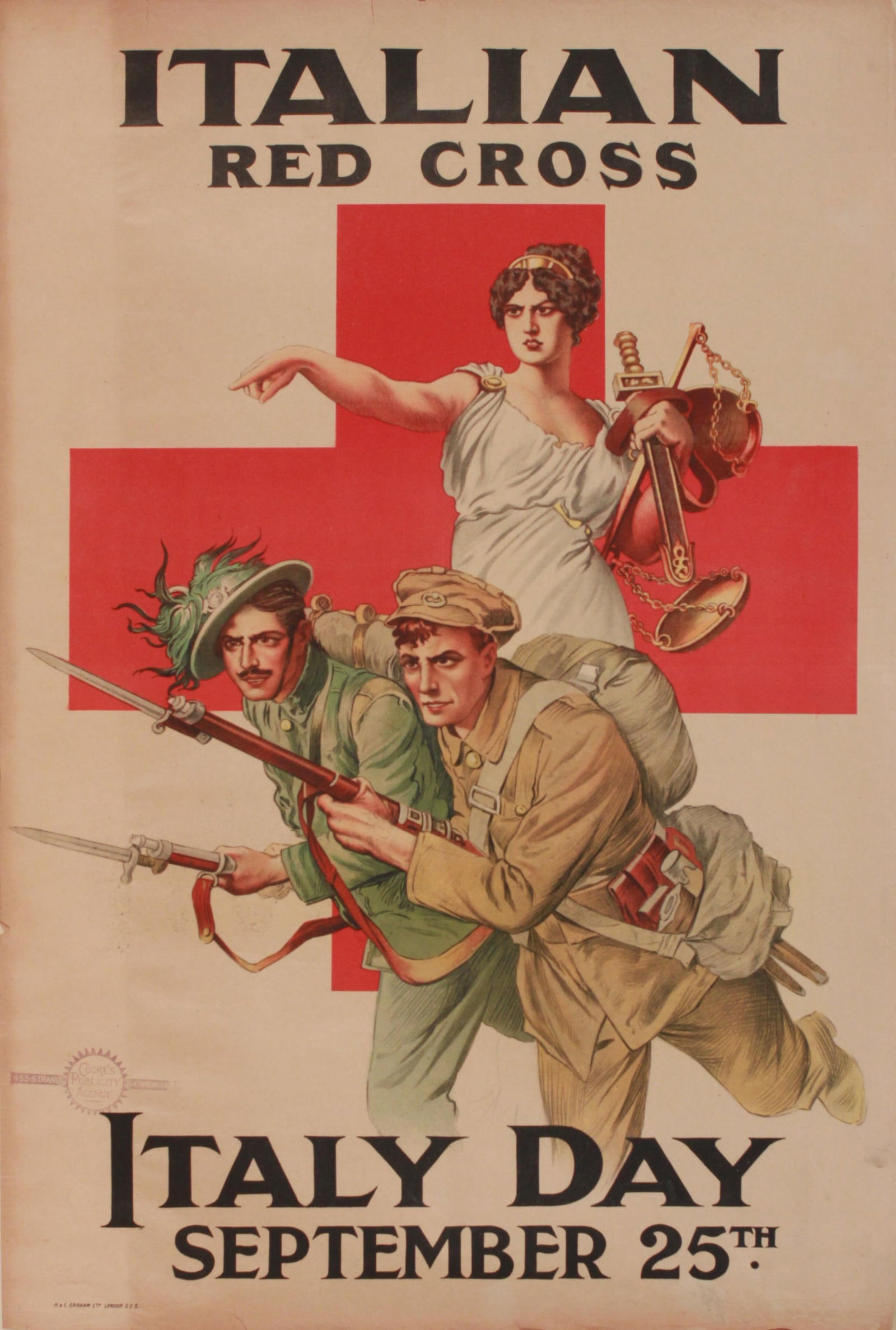 Italian Red Cross Italy Day, original WW1 poster printed by Graham c. 1918 - 76 x 51 cm; and another (1 of 1)