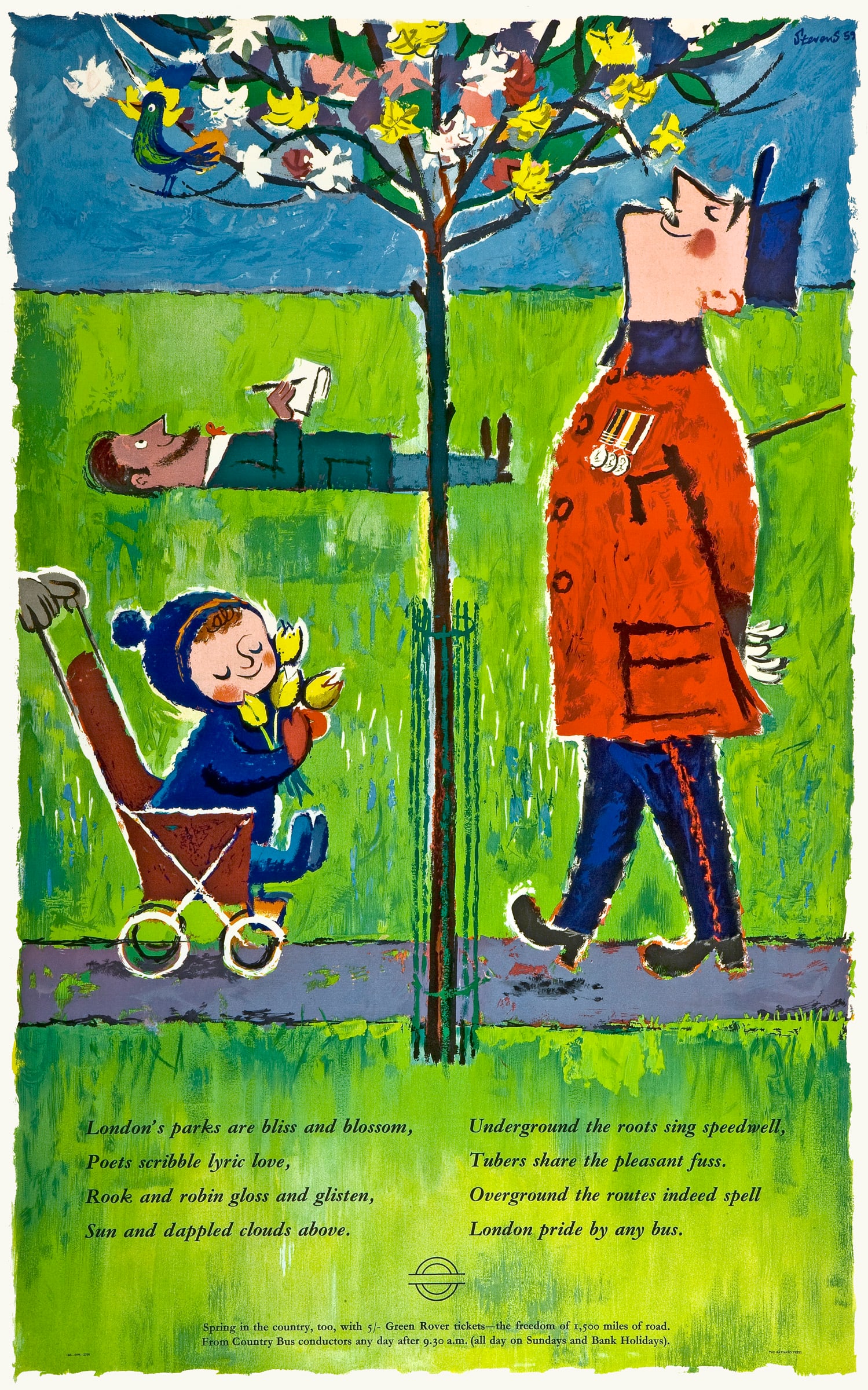 Harry Stevens (1919-  2008)London Parks by Bus, original poster printed 1960 - 101 x 63cm (1 of 1)