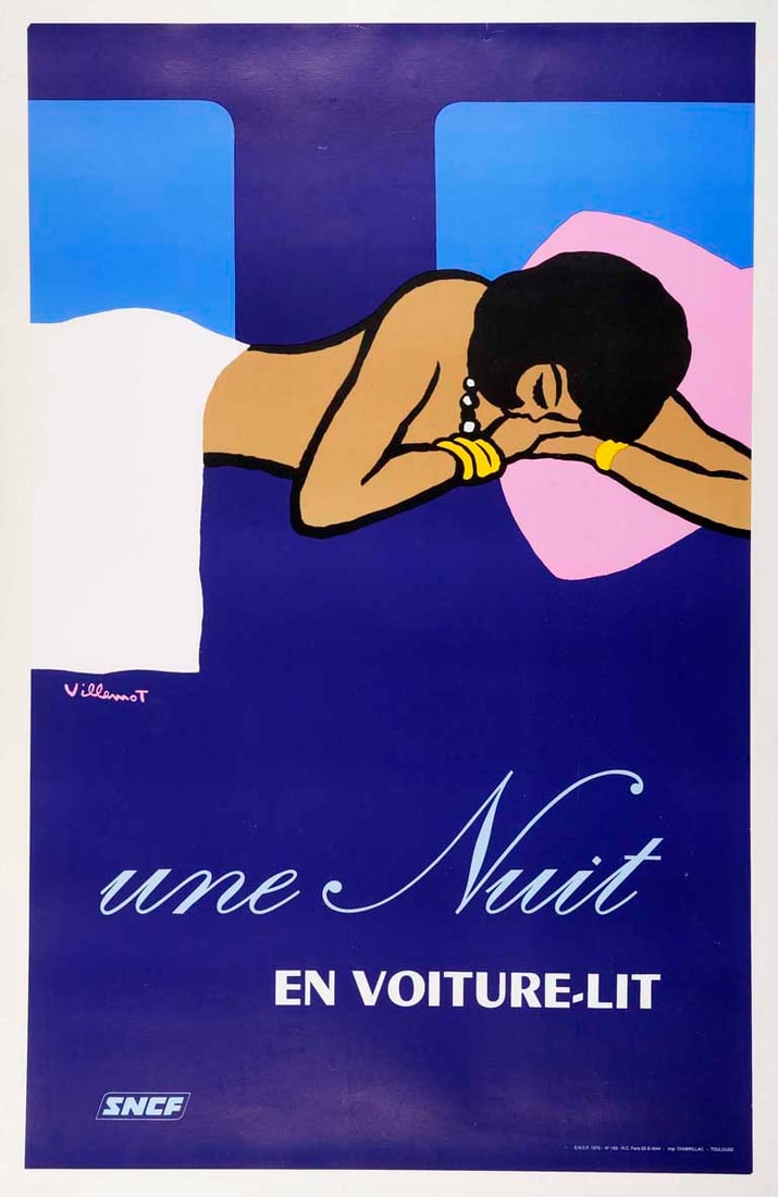 Bernard Villemot (1911-1989) Une Nuit en Voiture Lit, Anon Michelin, original poster printed c.: Bernard Villemot (1911-1989) Une Nuit en Voiture Lit, Anon Michelin, original poster printed c. 1968 - 99 x 63cm