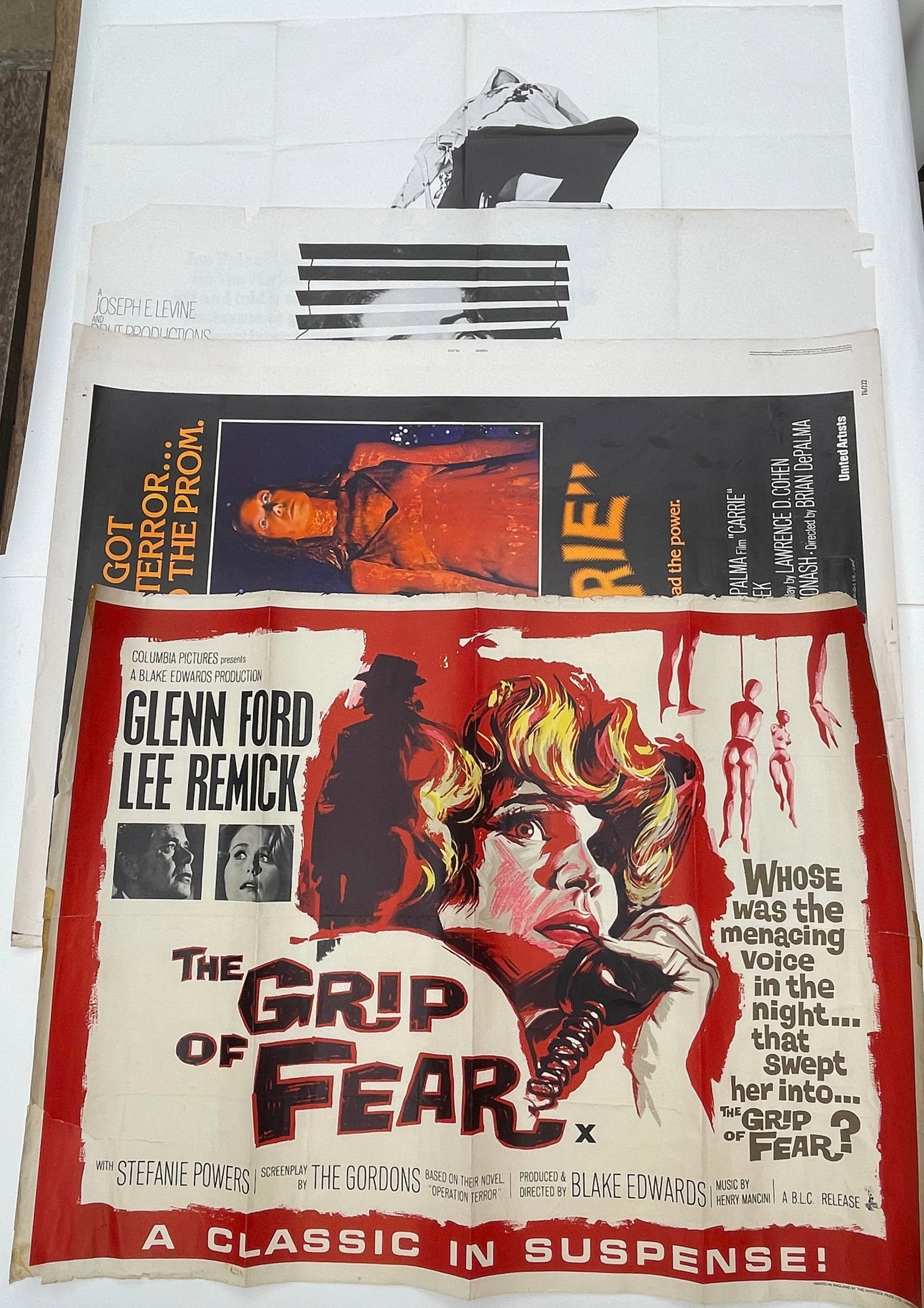Horror Movies, 3 no. including The Grip of Fear UK 1962, Night Watch UK 1973, and Carrie USA 1976,: Horror Movies, 3 no. including The Grip of Fear UK 1962, Night Watch UK 1973, and Carrie USA 1976, and The Valachi Papers UK 1972 - 76 x 102 cm and 104 x 69 cm (4)