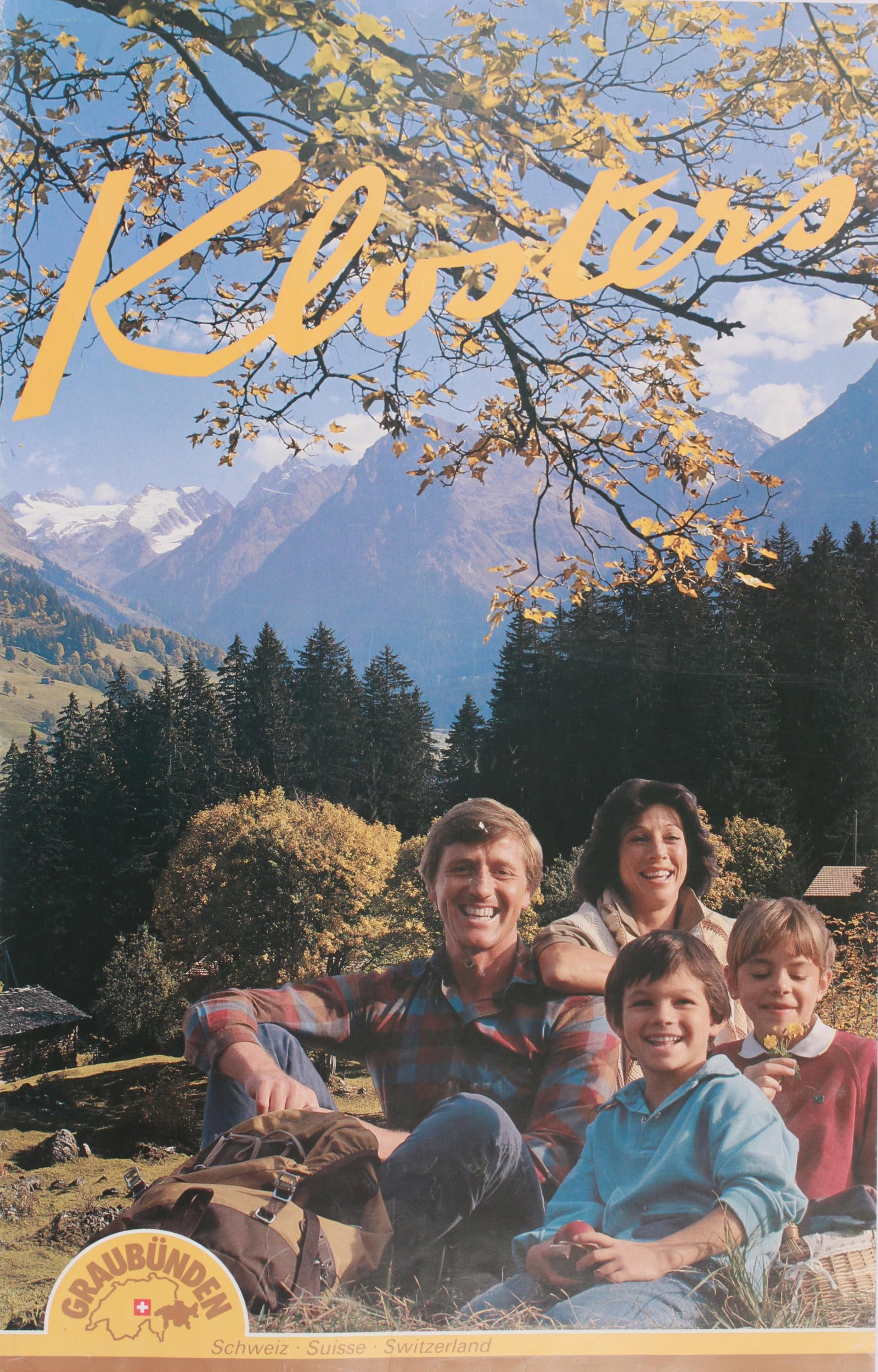 Klosters Graub ünden Switzerland, original colour photographic Travel poster c. 1980 - 101 x 65 (1 of 1)