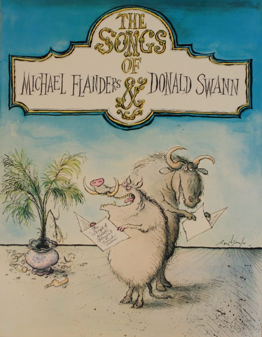 Ronald Scarfe (born 1936) The Songs of Michael Flanders: Ronald Scarfe (born 1936) The Songs of Michael Flanders and Donald Swan, original poster - 53 x 421 cm; and Jean Denis Malches Les Freres Jacques, original Philips Record poster - 60 x 40 cm (2)