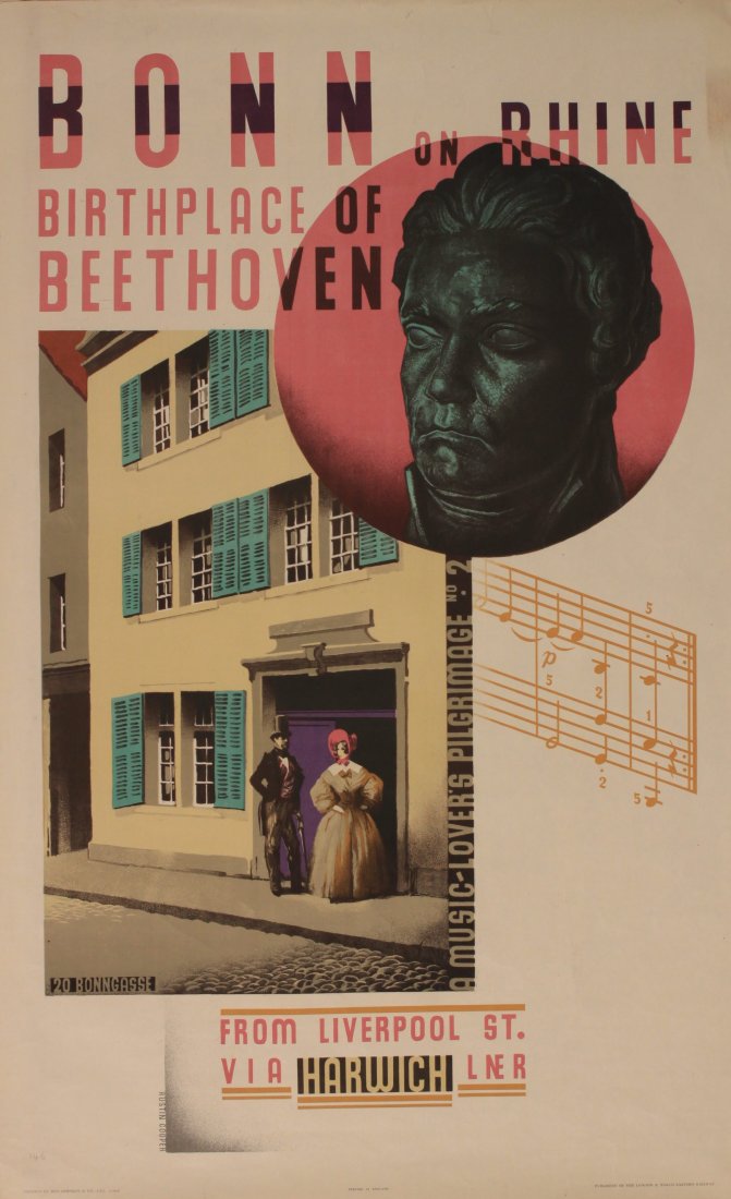 Austin Cooper (1890-1964) Bonn on Rhine The birthplace : Austin Cooper (1890-1964) Bonn on Rhine The birthplace of Beethoven, original poster printed for LNER by Ben Johnson circa 1930 - 102 x 63 cm