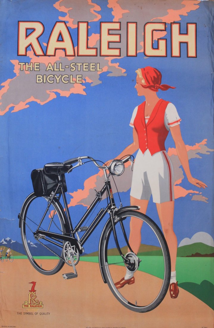 Anon Raleigh The All-Steel Bicycle, original poster No: Anon Raleigh The All-Steel Bicycle, original poster No 1842 printed for Raleigh by James Haworth circa 1935 - 76 x 51 cm