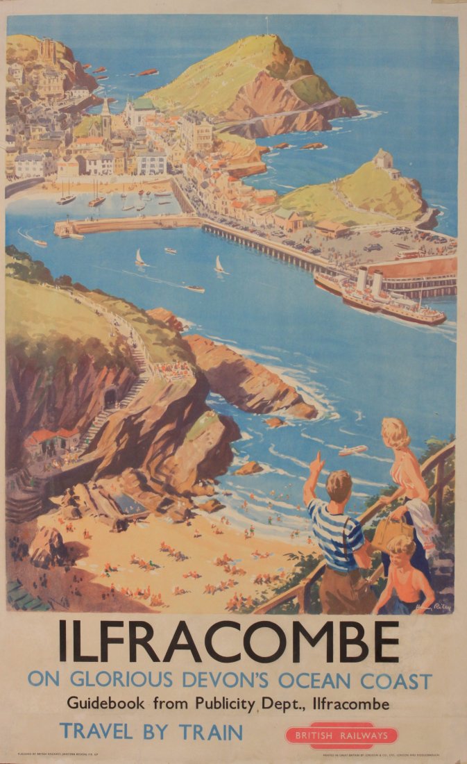 Harry Riley (1895-1966) Ilfracombe, original poster: Harry Riley (1895-1966) Ilfracombe, original poster printed for BR(WR) by Jordison circa 1955 - 102 x 63 cm